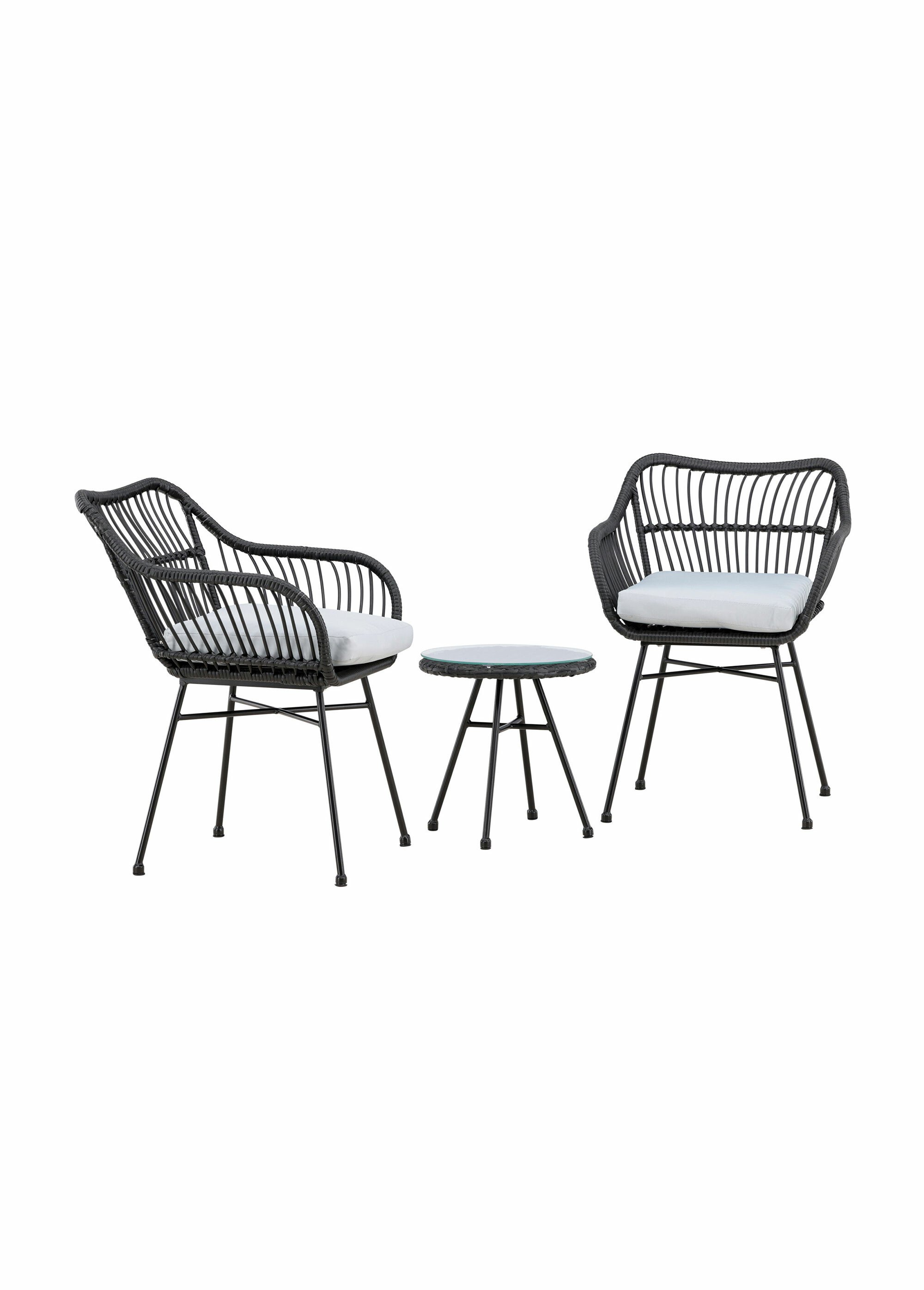 Set résine tressée Fauteuils + Table NOIR VEN-2038-408 FA1