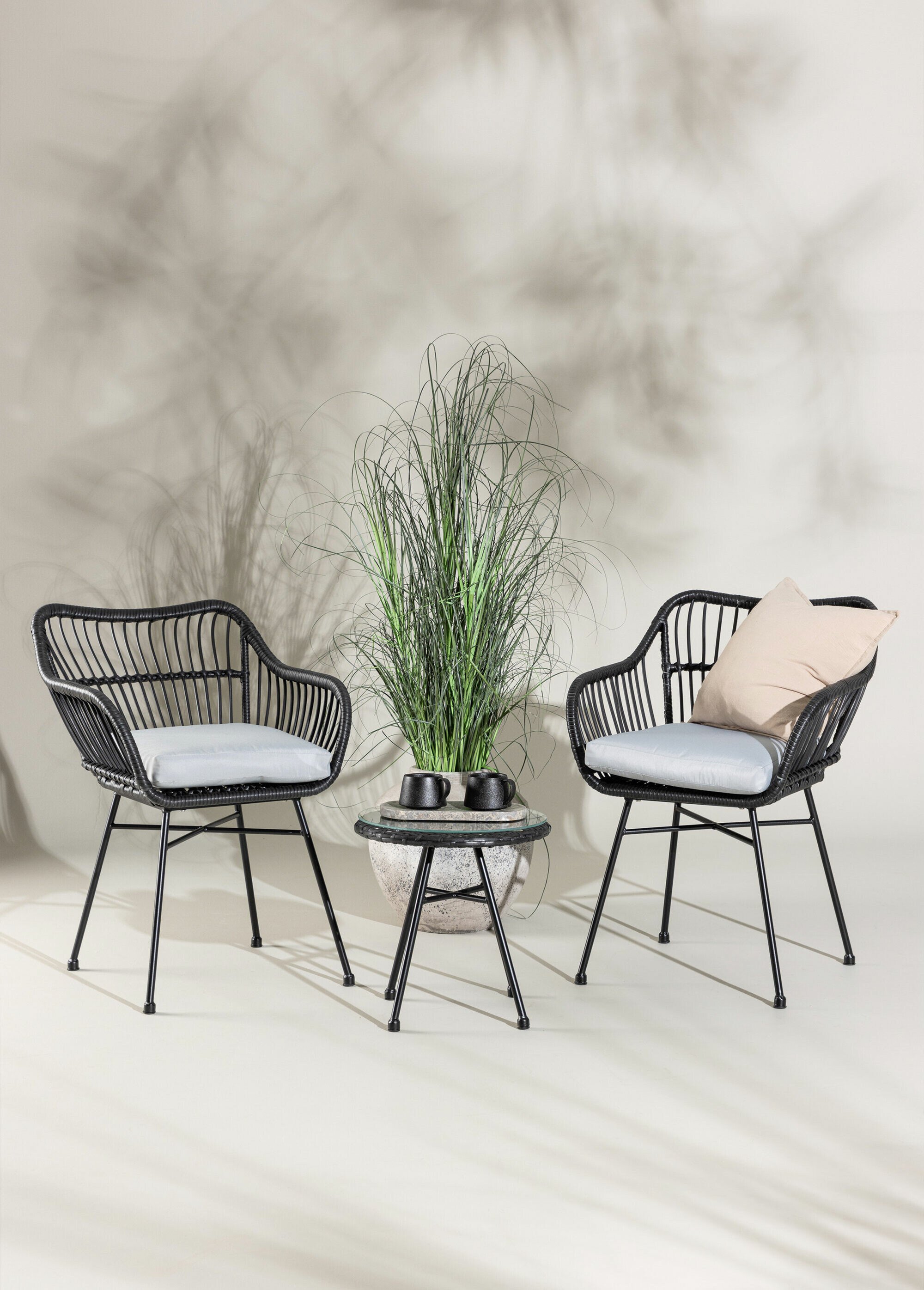 Set résine tressée Fauteuils + Table NOIR VEN-2038-408 SI2