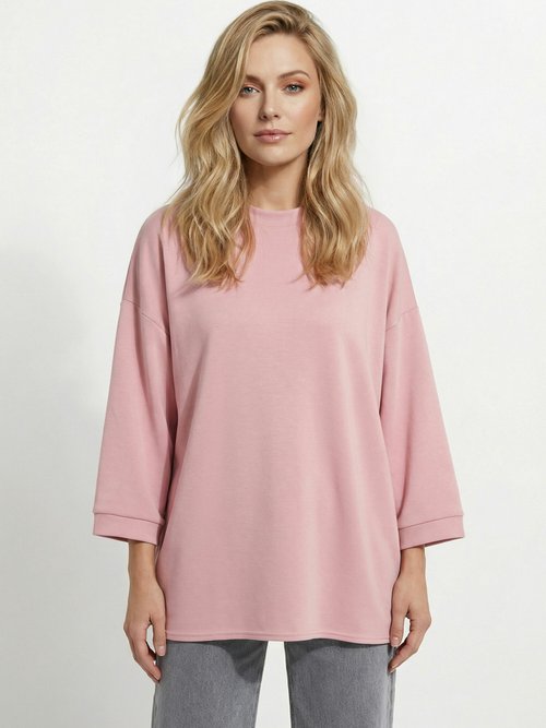Sweat shirt large col rond, manches 3/4 ROSE CLAIR MQ-M9071 FA1