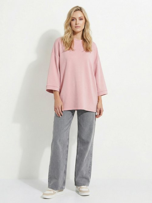 Sweat shirt large col rond, manches 3/4 ROSE CLAIR MQ-M9071 SF1