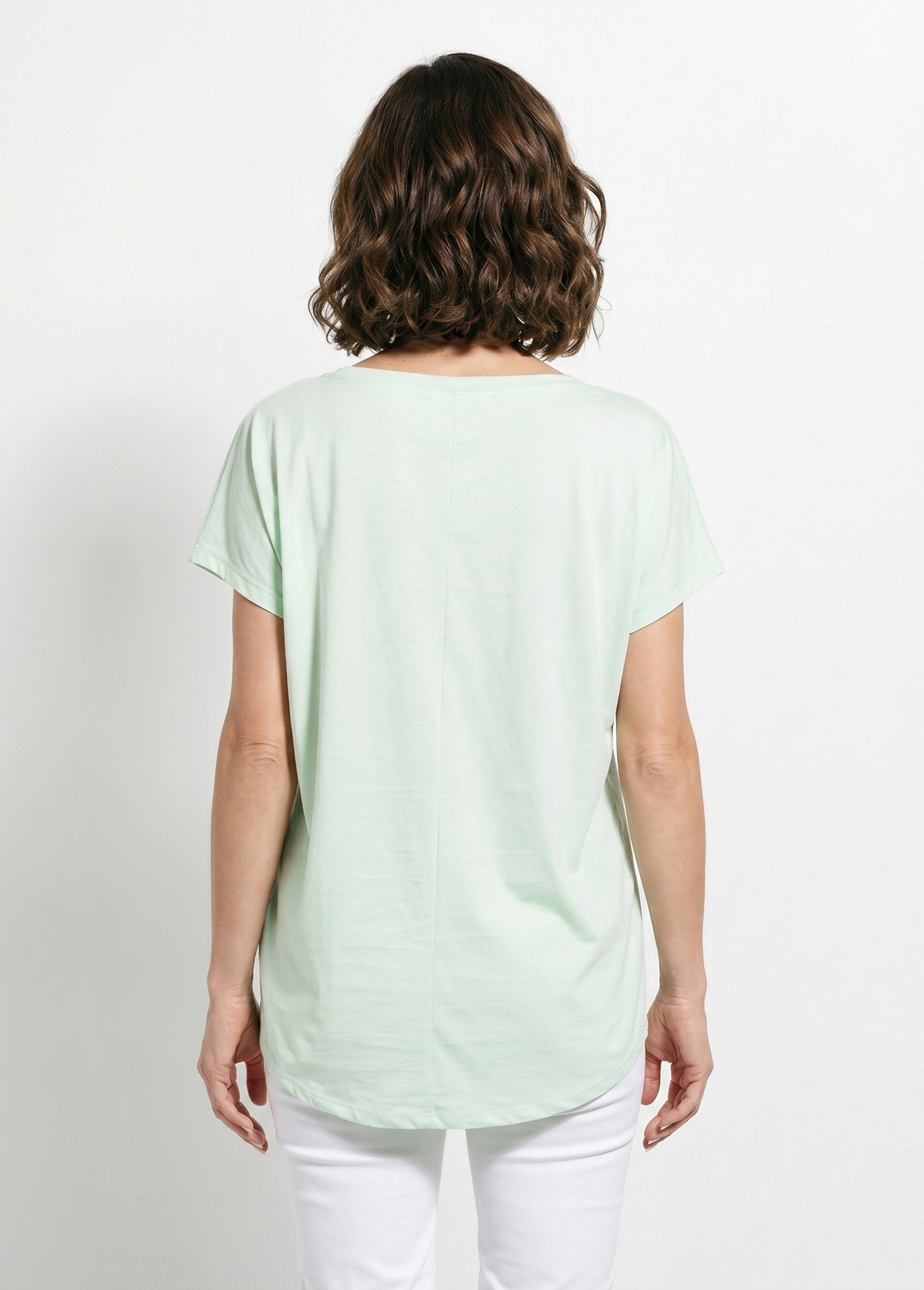 T-shirt col rond motif pailleté Amour Femme Vert MC-3819Y DO1