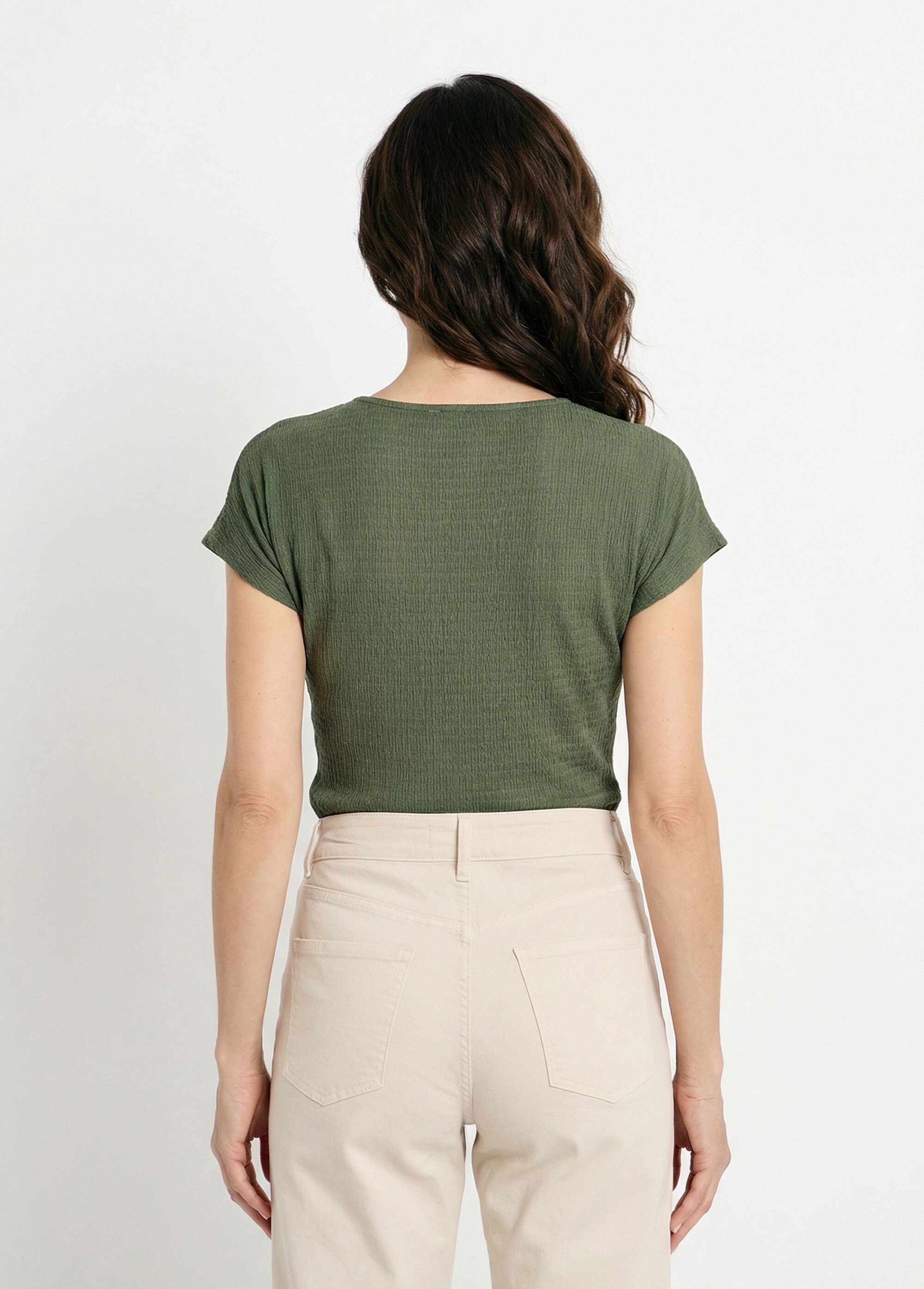 T-shirt maille gaufrée manches kimono