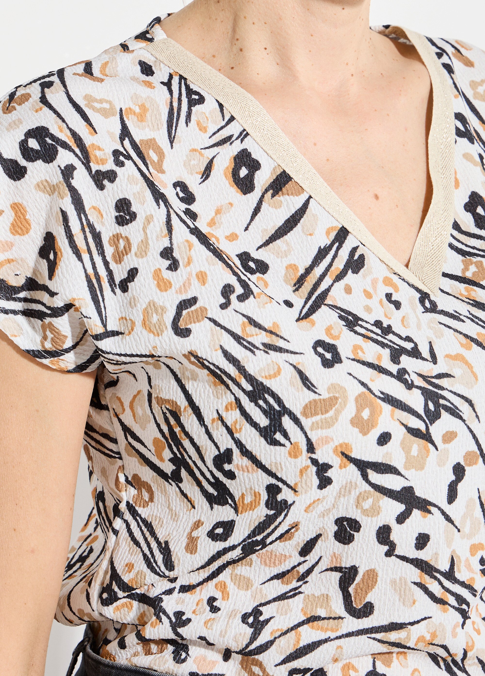 T-shirt maille gaufrée manches kimono