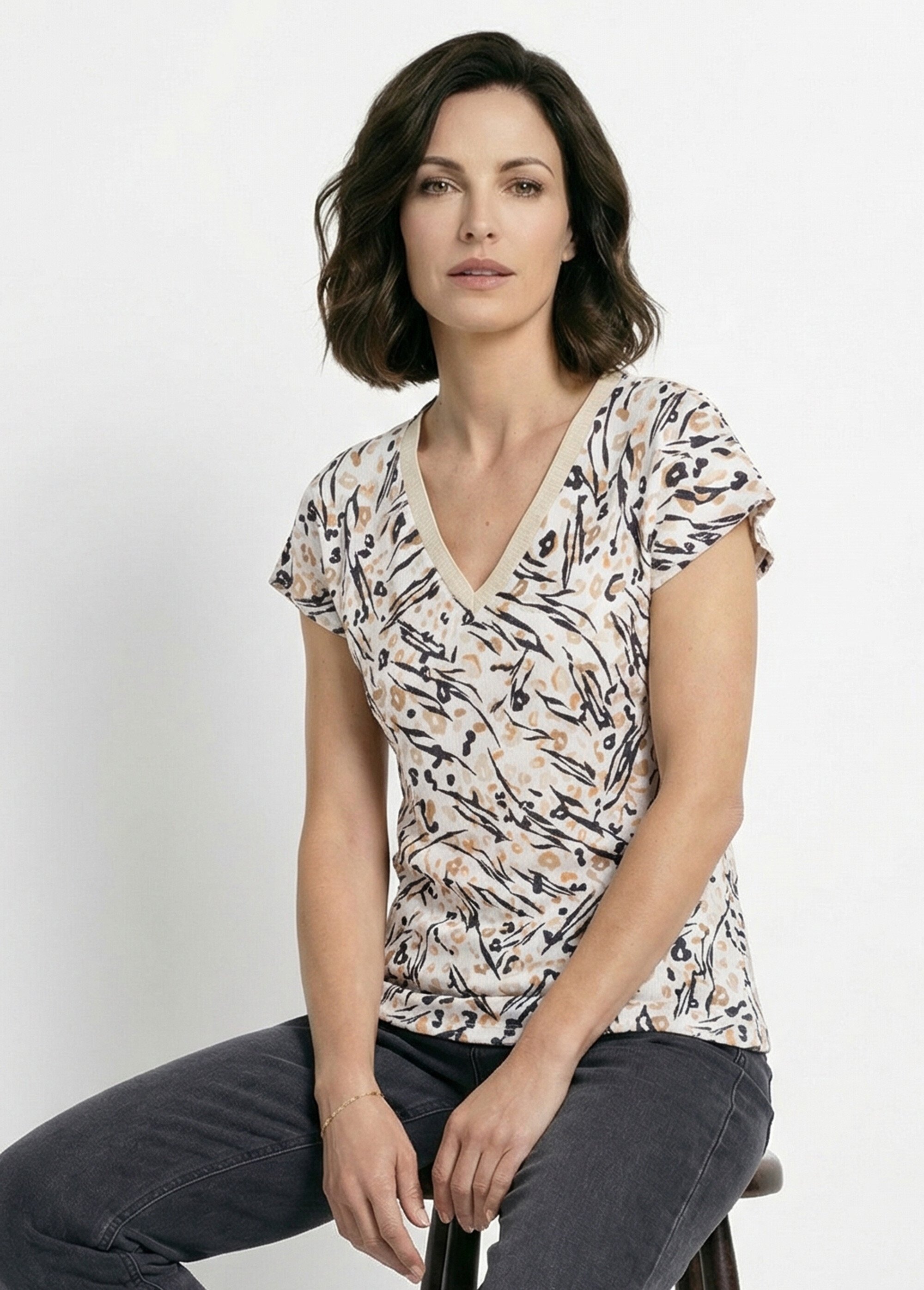 T-shirt maille gaufrée manches kimono