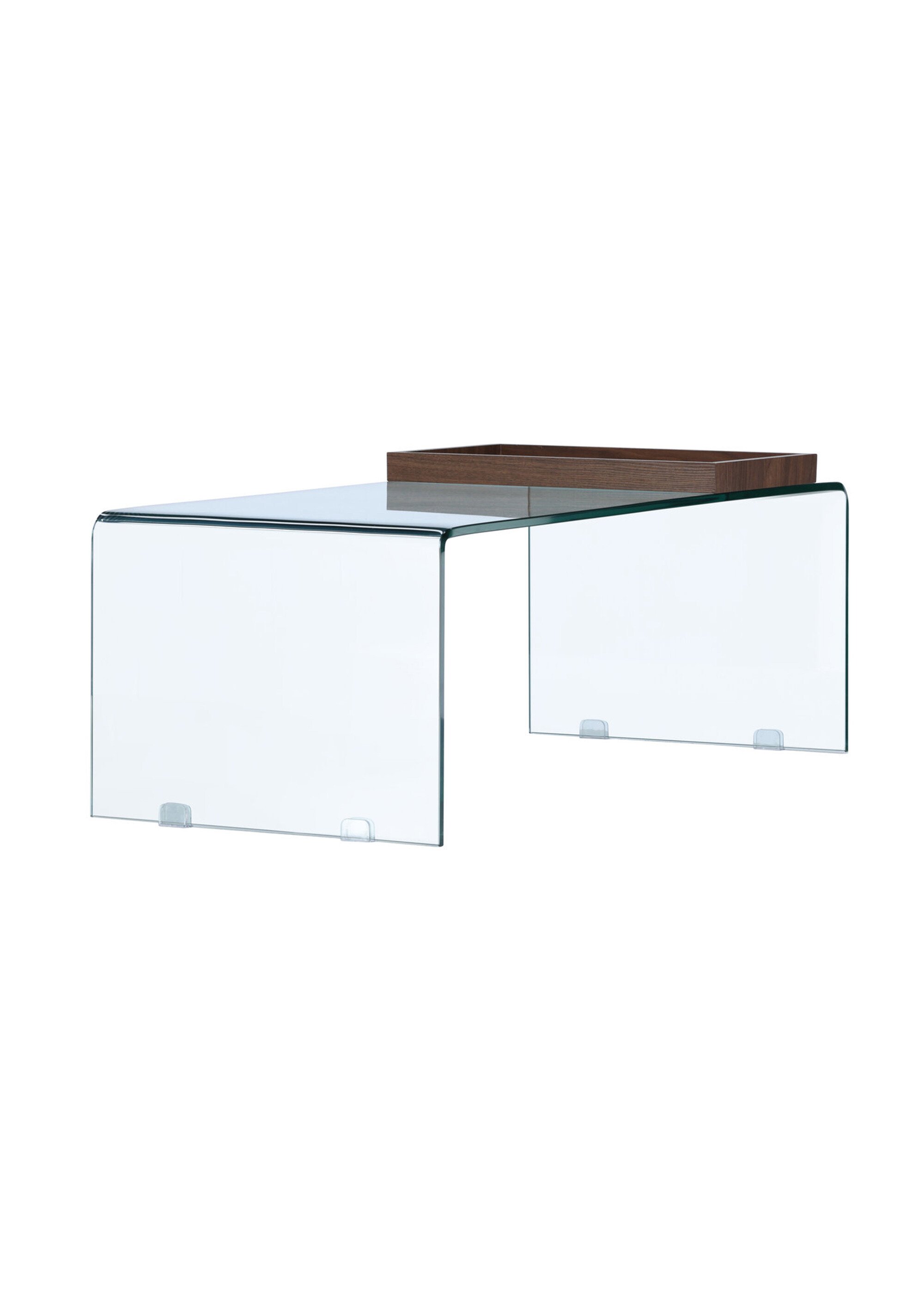 Table basse épurée en verre épais TRANSPARENT NOYER VEN-20061-111 DE1