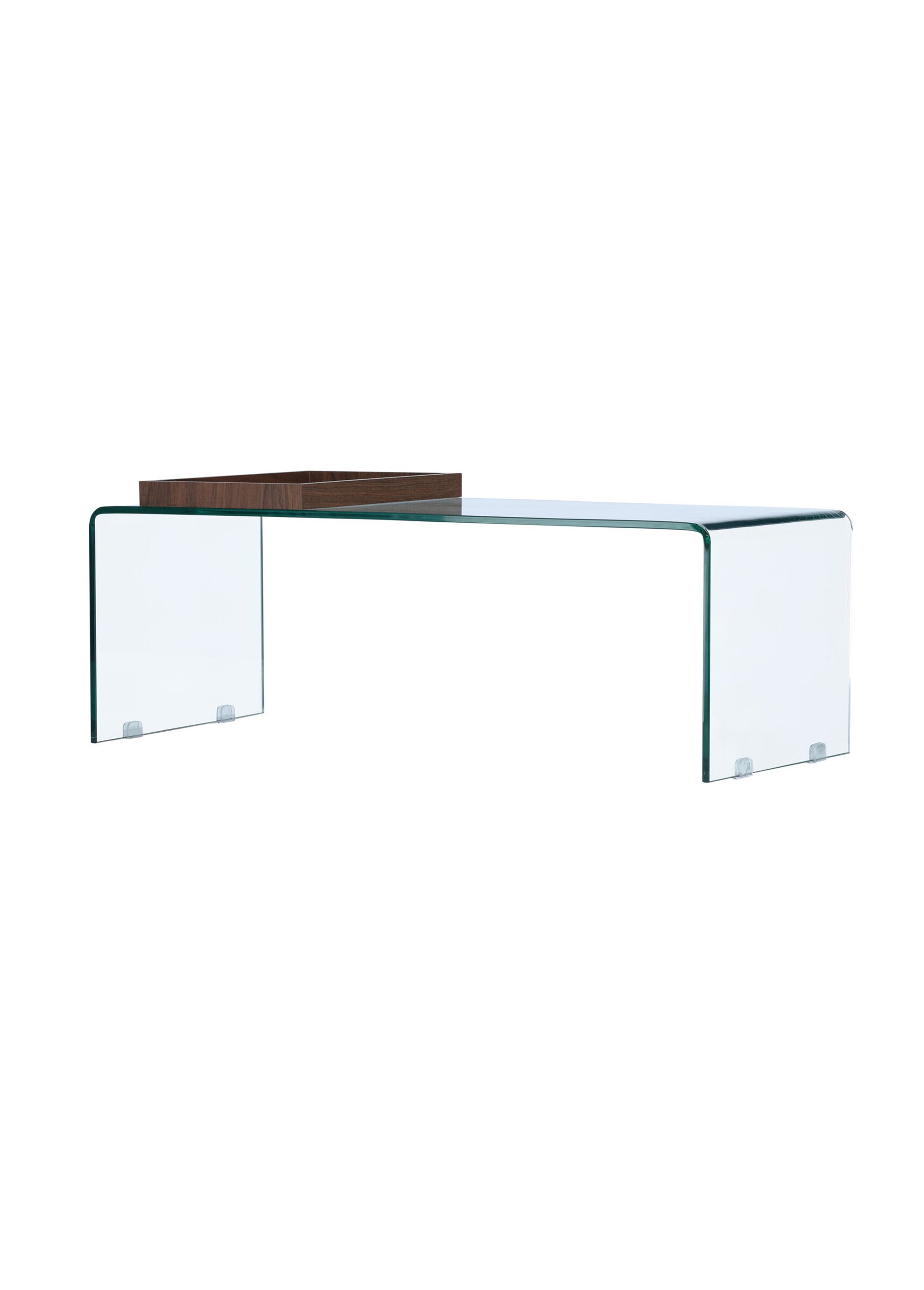 Table basse épurée en verre épais TRANSPARENT NOYER VEN-20061-111 DE3