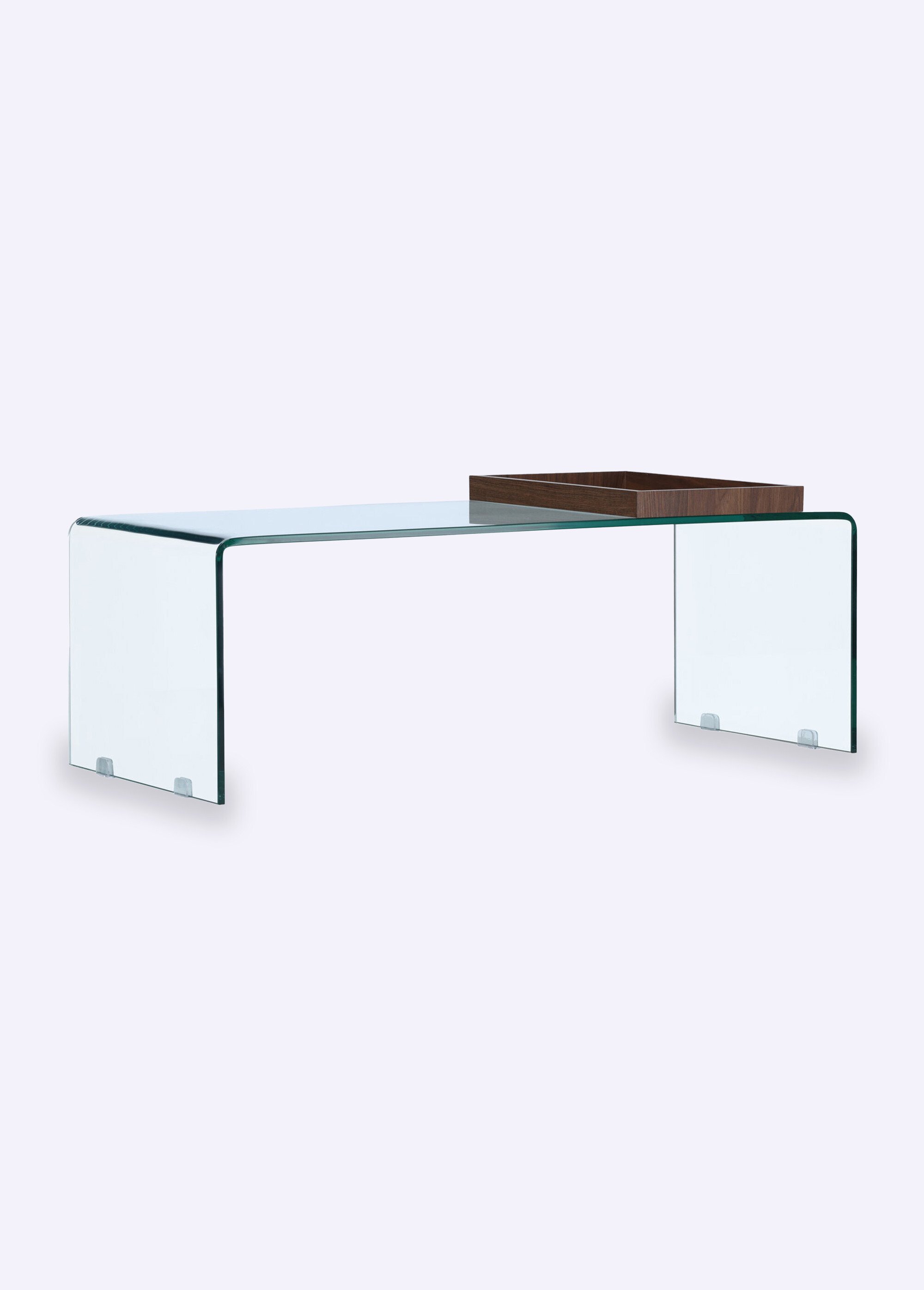 Table basse épurée en verre épais TRANSPARENT NOYER VEN-20061-111 FA1
