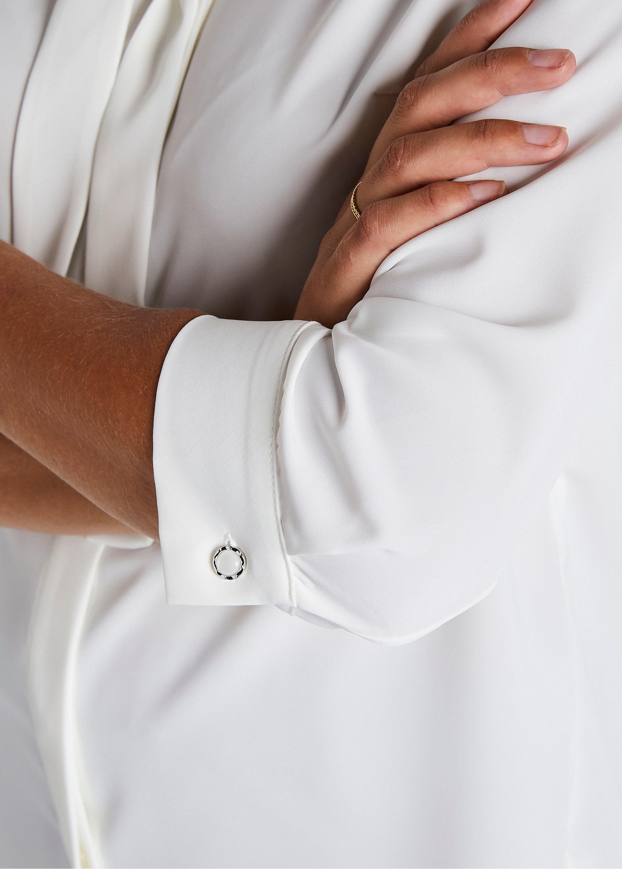 Tunique boutonnée avec lavallière Beige Afibel