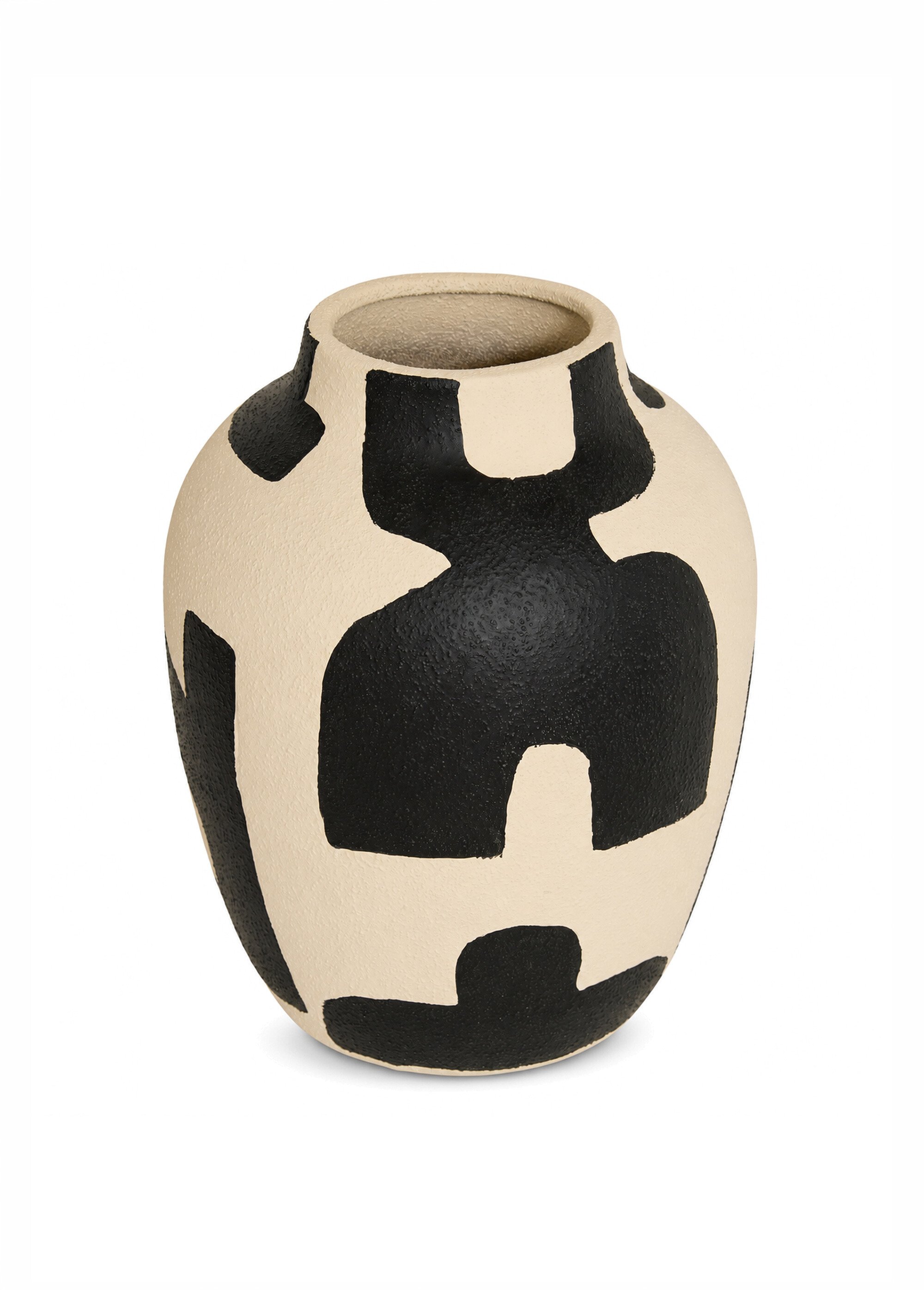 Vase en céramique thème ethnique NYER Noir JJA-218900 FA1