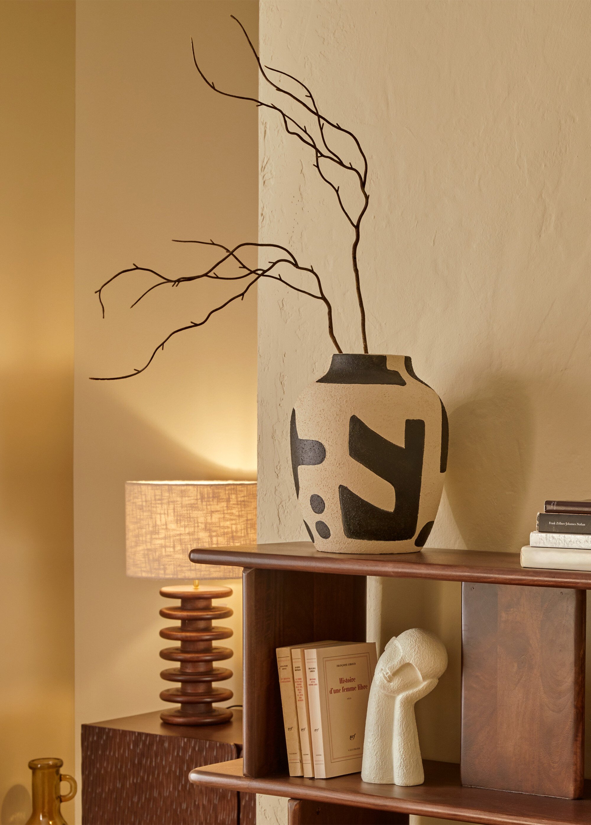 Vase en céramique thème ethnique NYER Noir JJA-218900 SI1