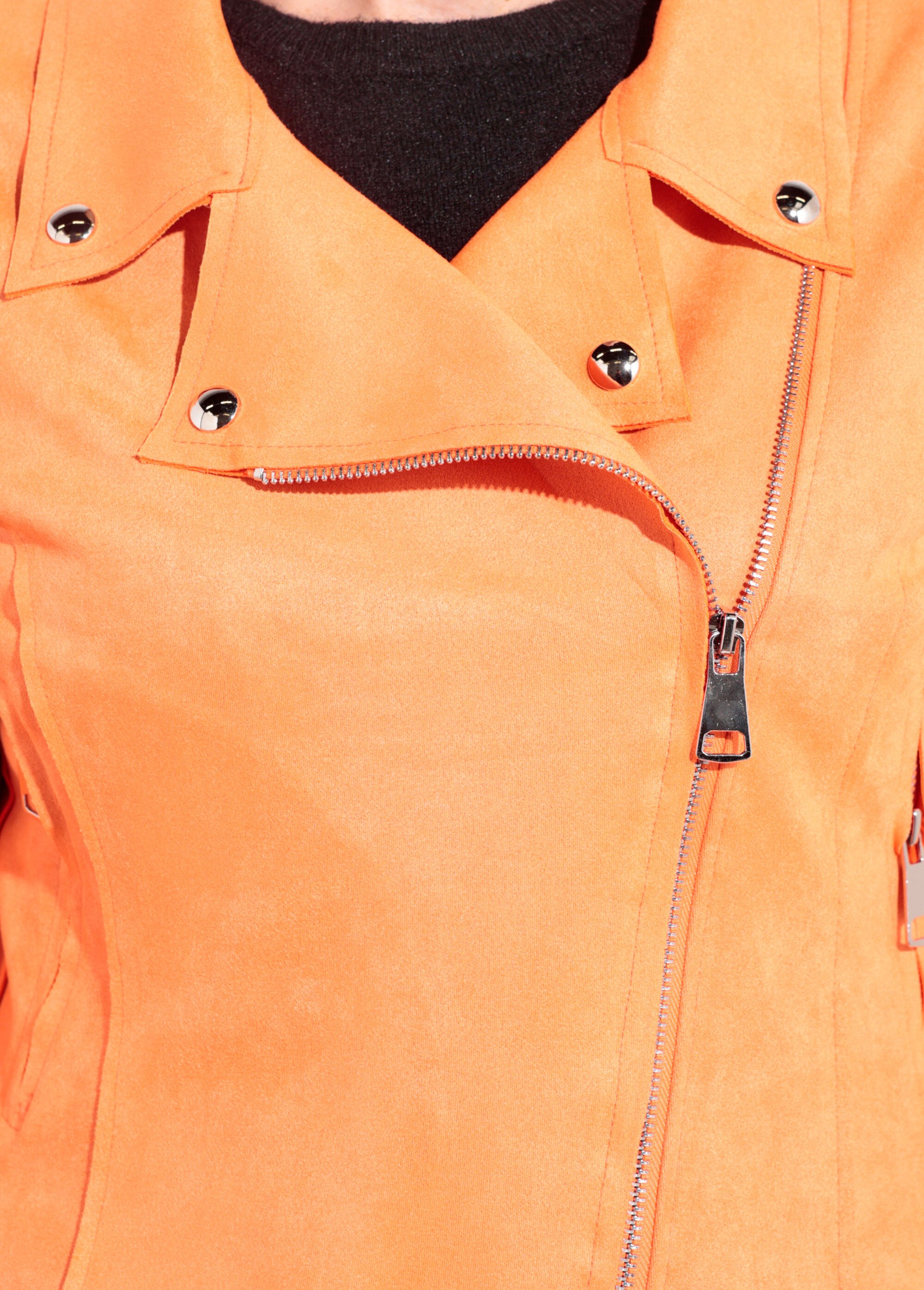 Veste zippée style motard en suédine