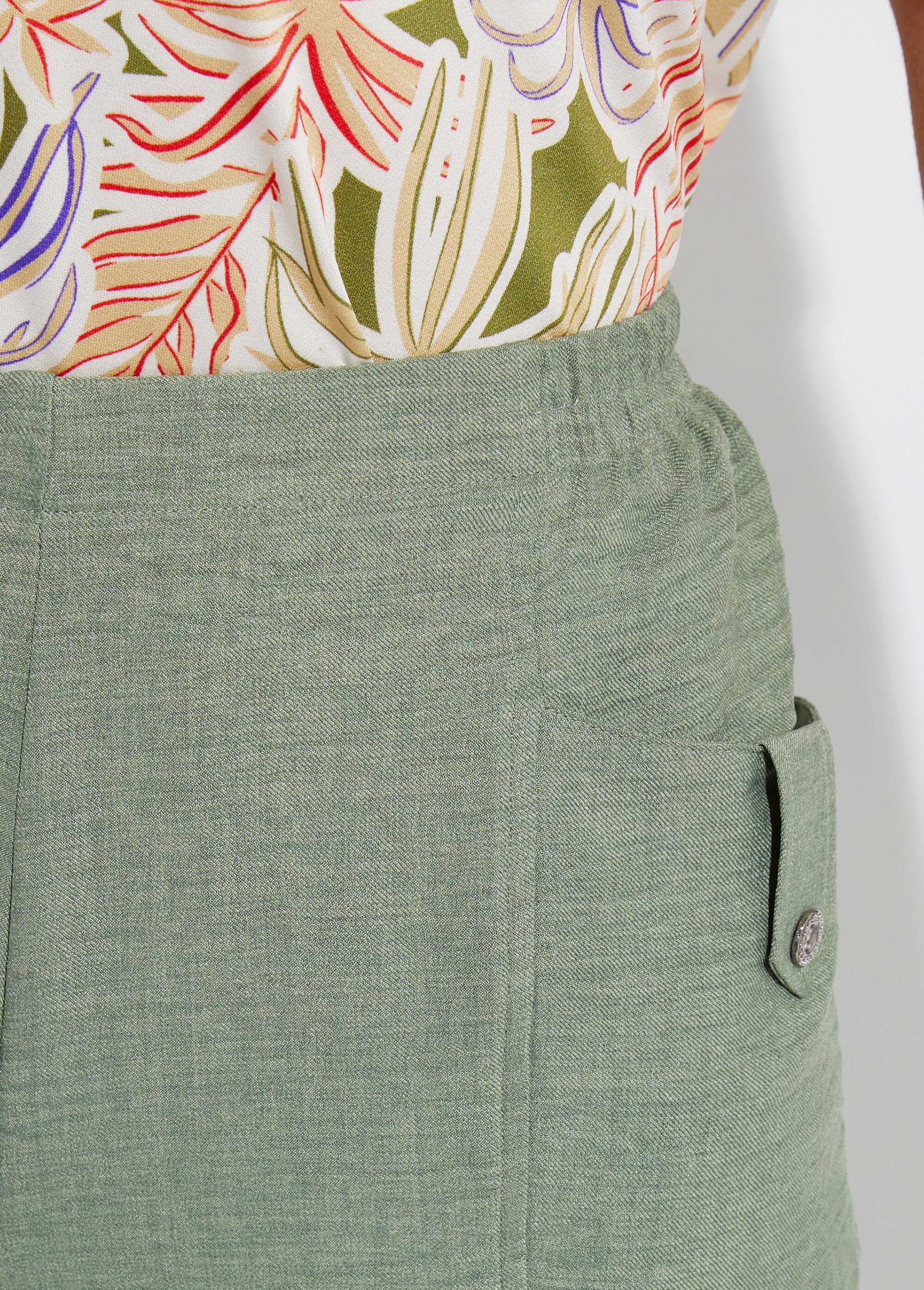 Bermuda tissu gaufré uni taille 3/4 élastiquée