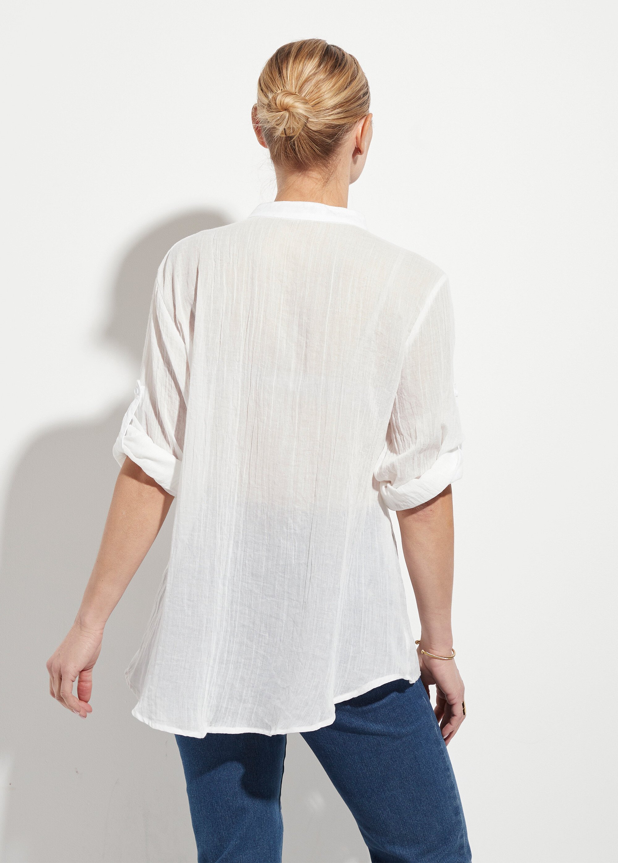 Chemisier ample col tunisien voile coton