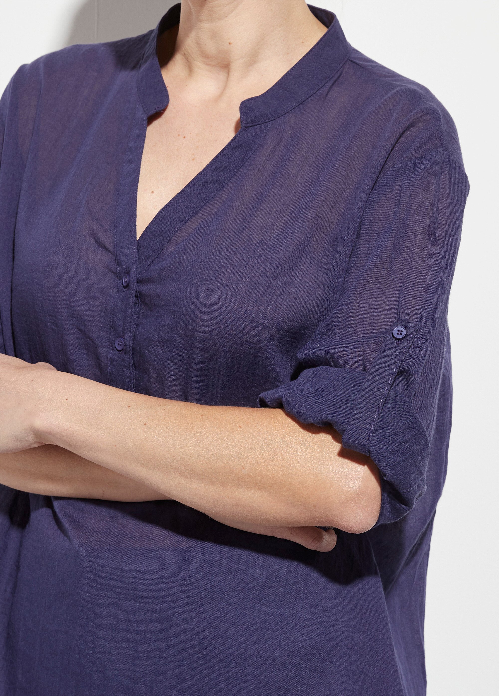 Chemisier ample col tunisien voile coton