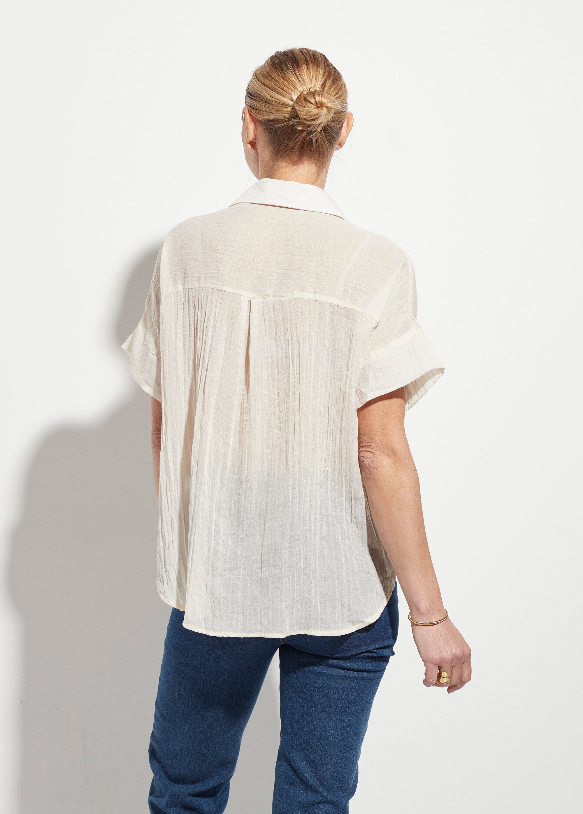 Chemisier froissé en voile manches courtes
