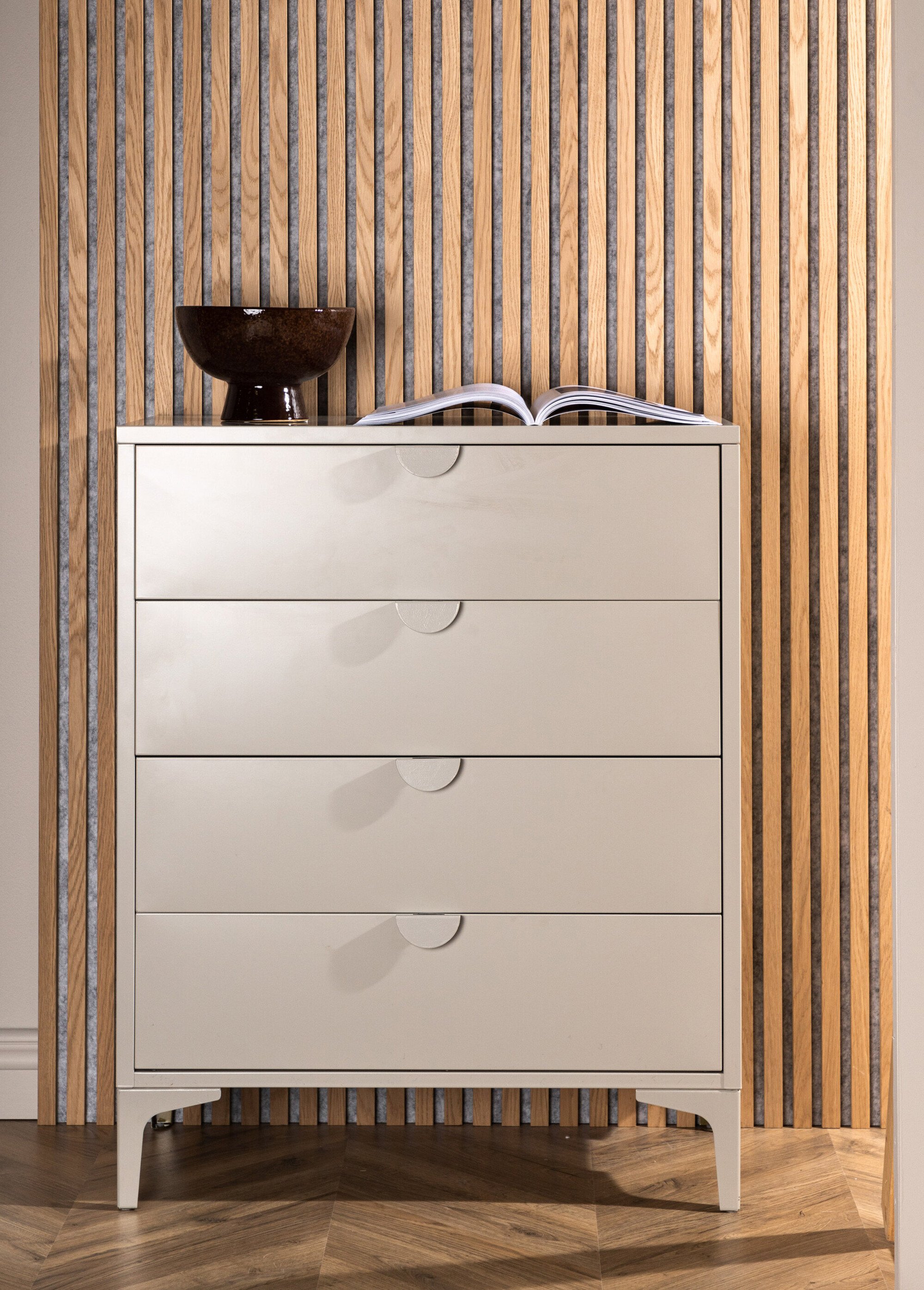 Commode épurée en acier 4 tiroirs BEIGE VEN-15621-250 SI1
