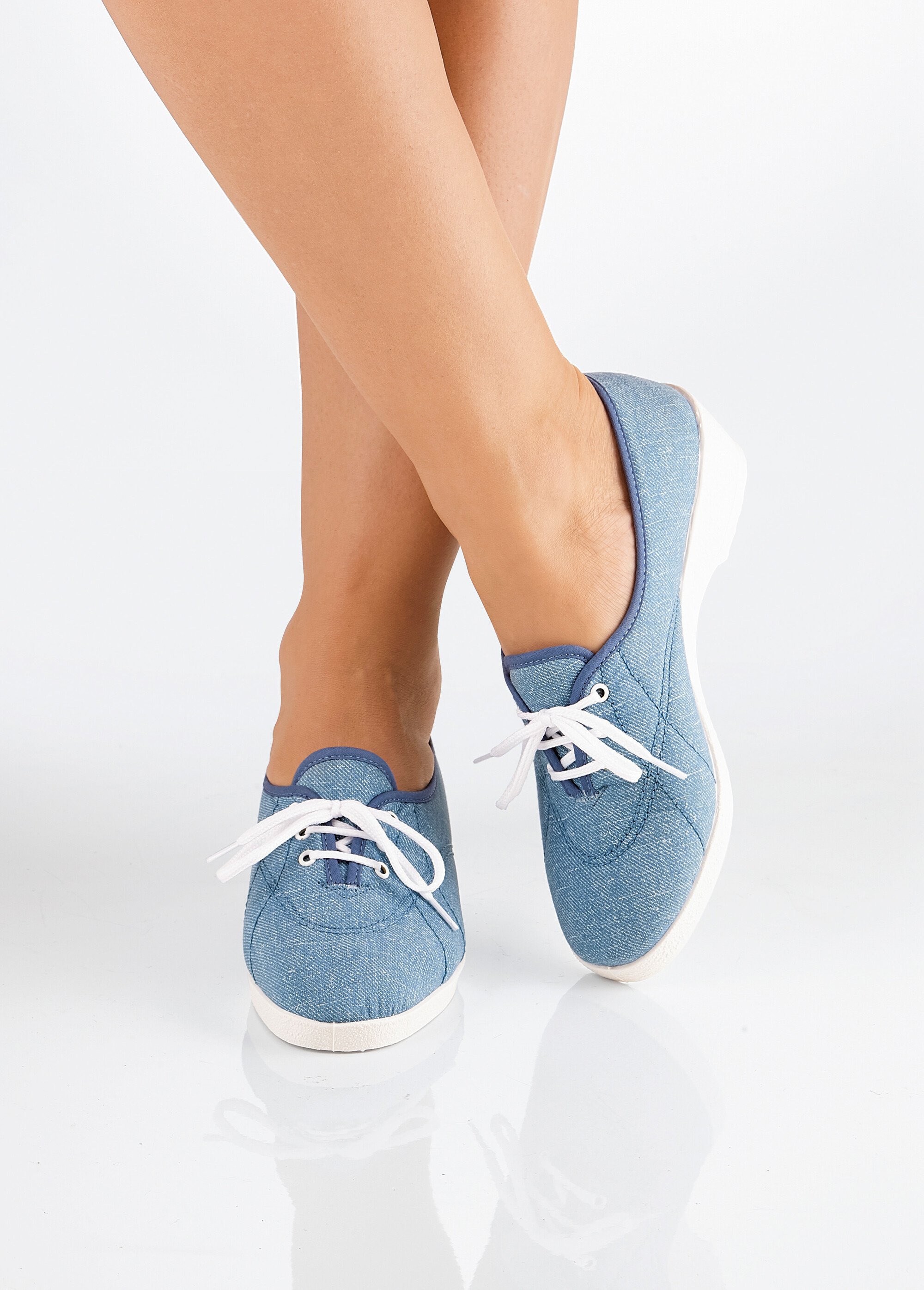 Derbies lacées toile compensées Femme Bleu ONAGRE SF1