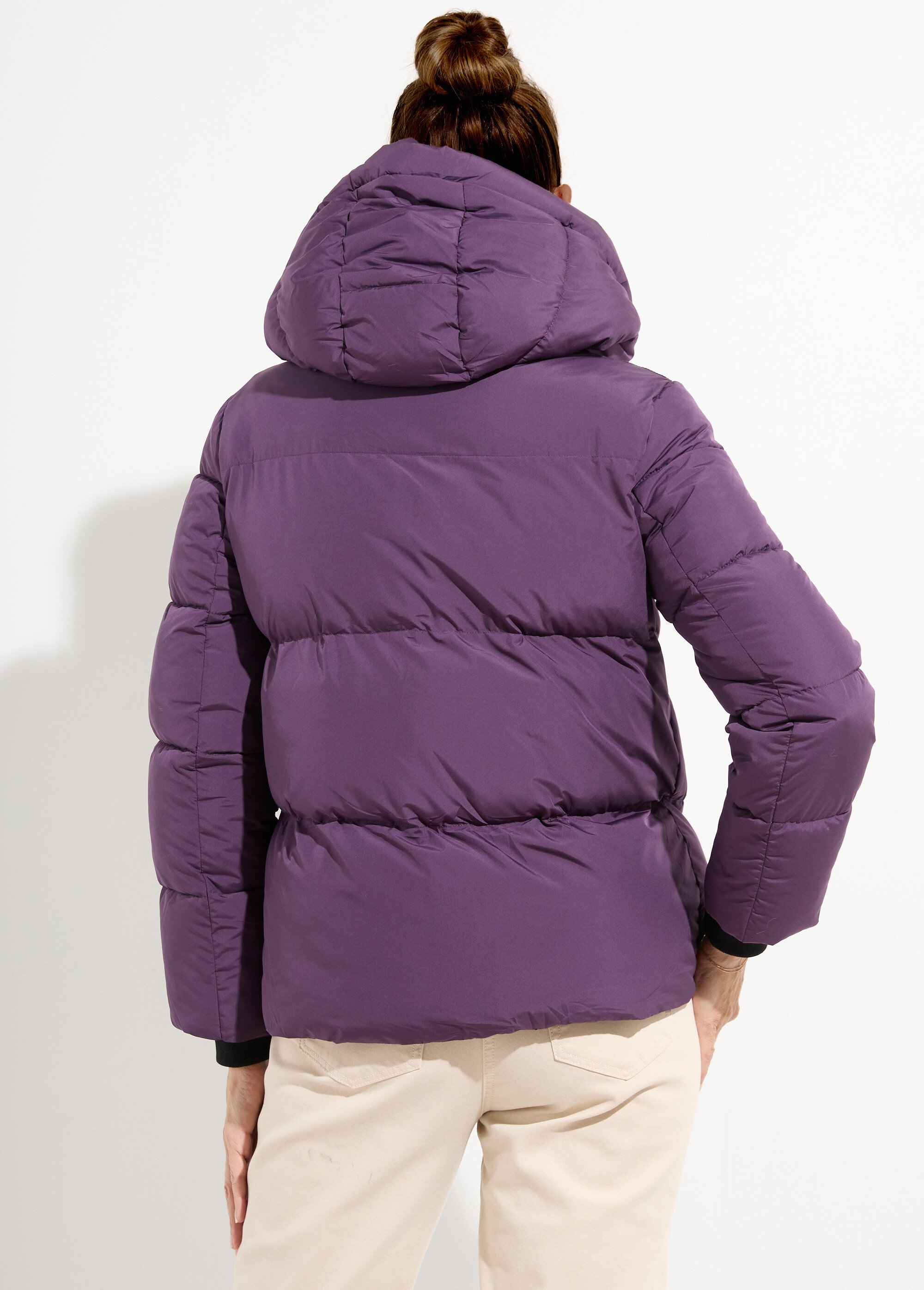 Doudoune courte matelassée à capuche Femme Violet ATT-AT8393 DO1