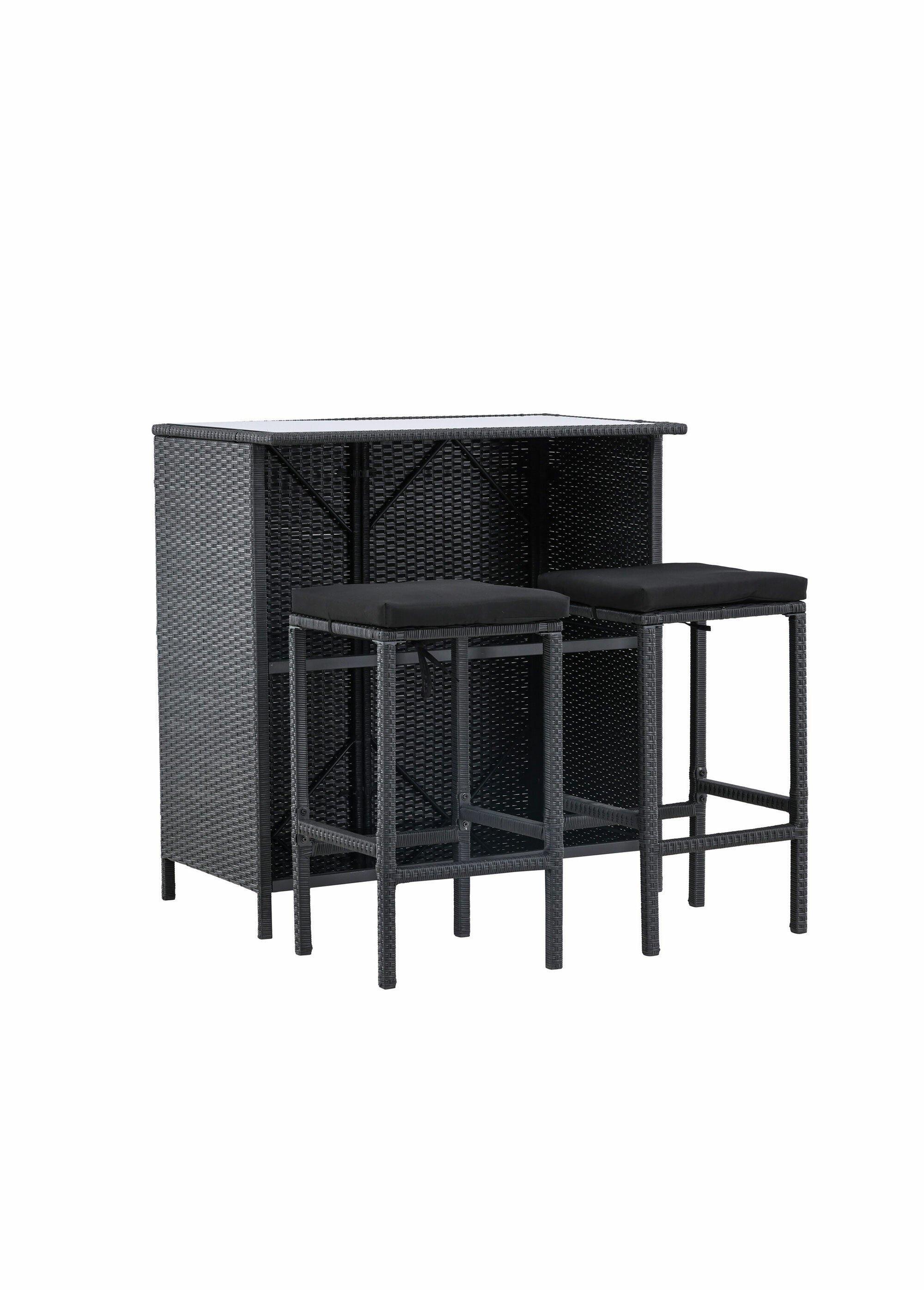 Ensemble tressé Bar + 2 Tabourets hauts NOIR VEN-6941-100 FA1
