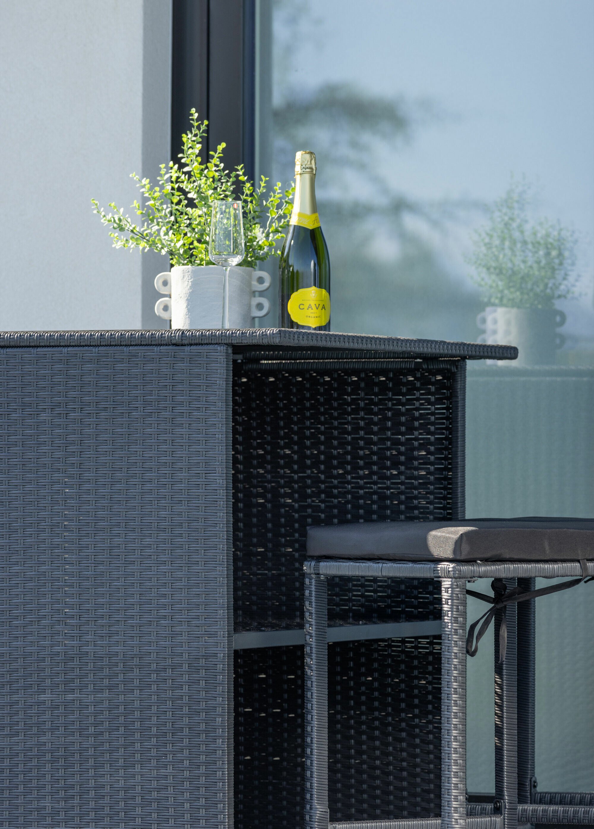 Ensemble tressé Bar + 2 Tabourets hauts NOIR VEN-6941-100 SI2