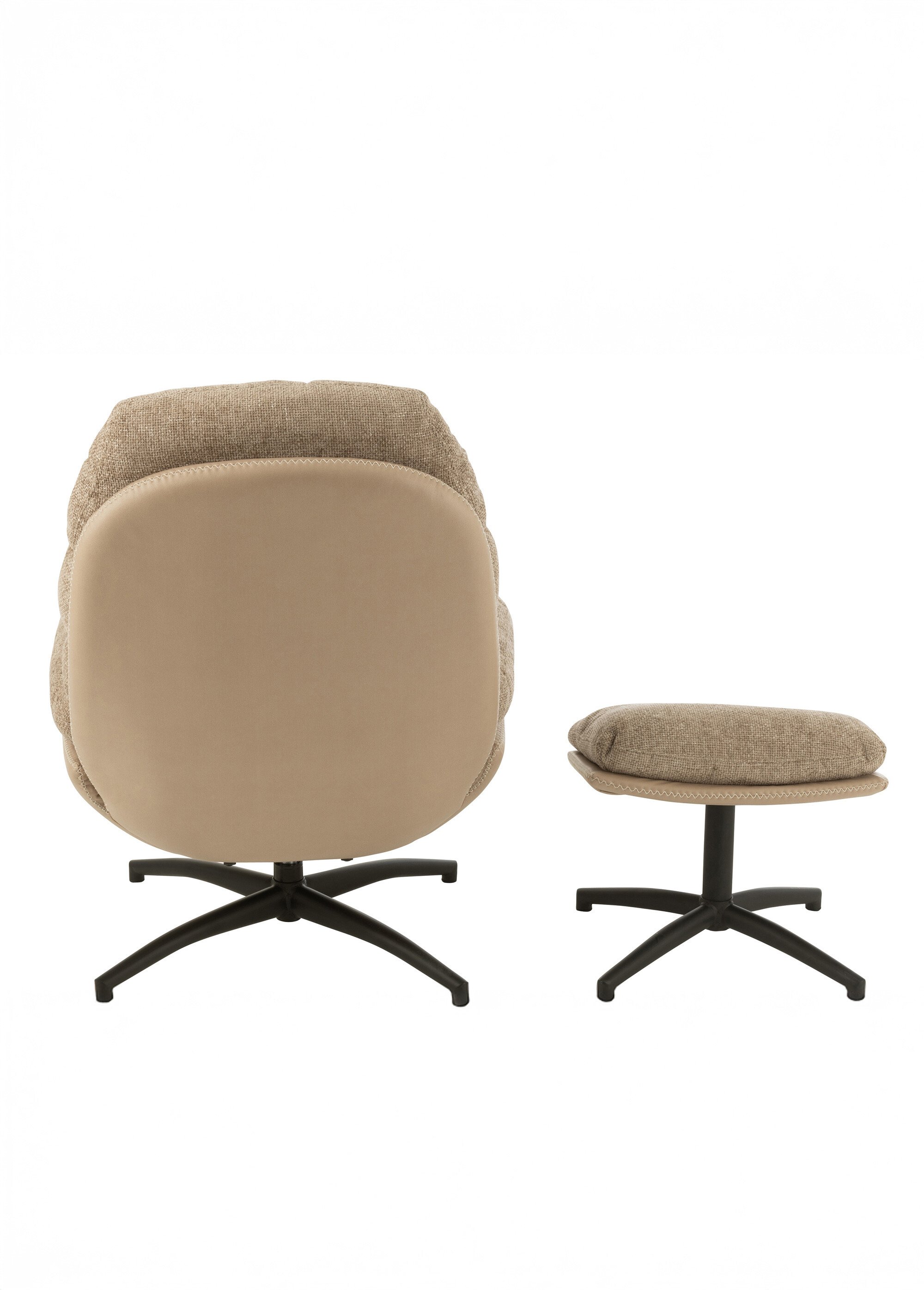 Fauteuil relax tissu + repose pieds 2BF BEIGE FONCE ET NOIR JP-50791 DO1