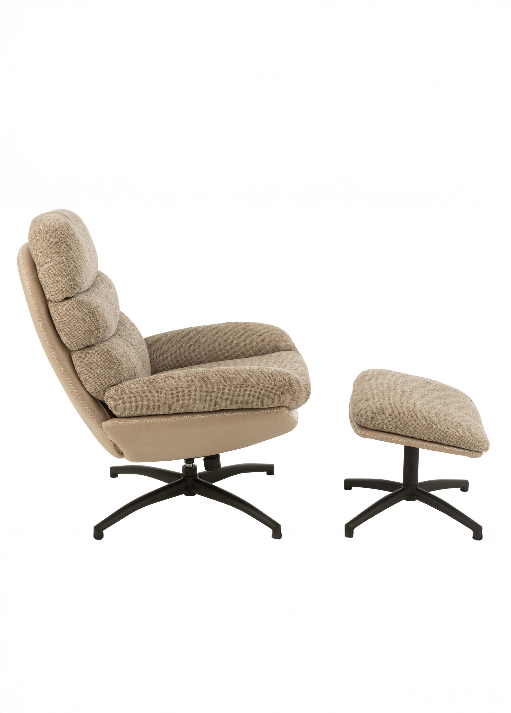 Fauteuil relax tissu + repose pieds 2BF BEIGE FONCE ET NOIR JP-50791 DR1