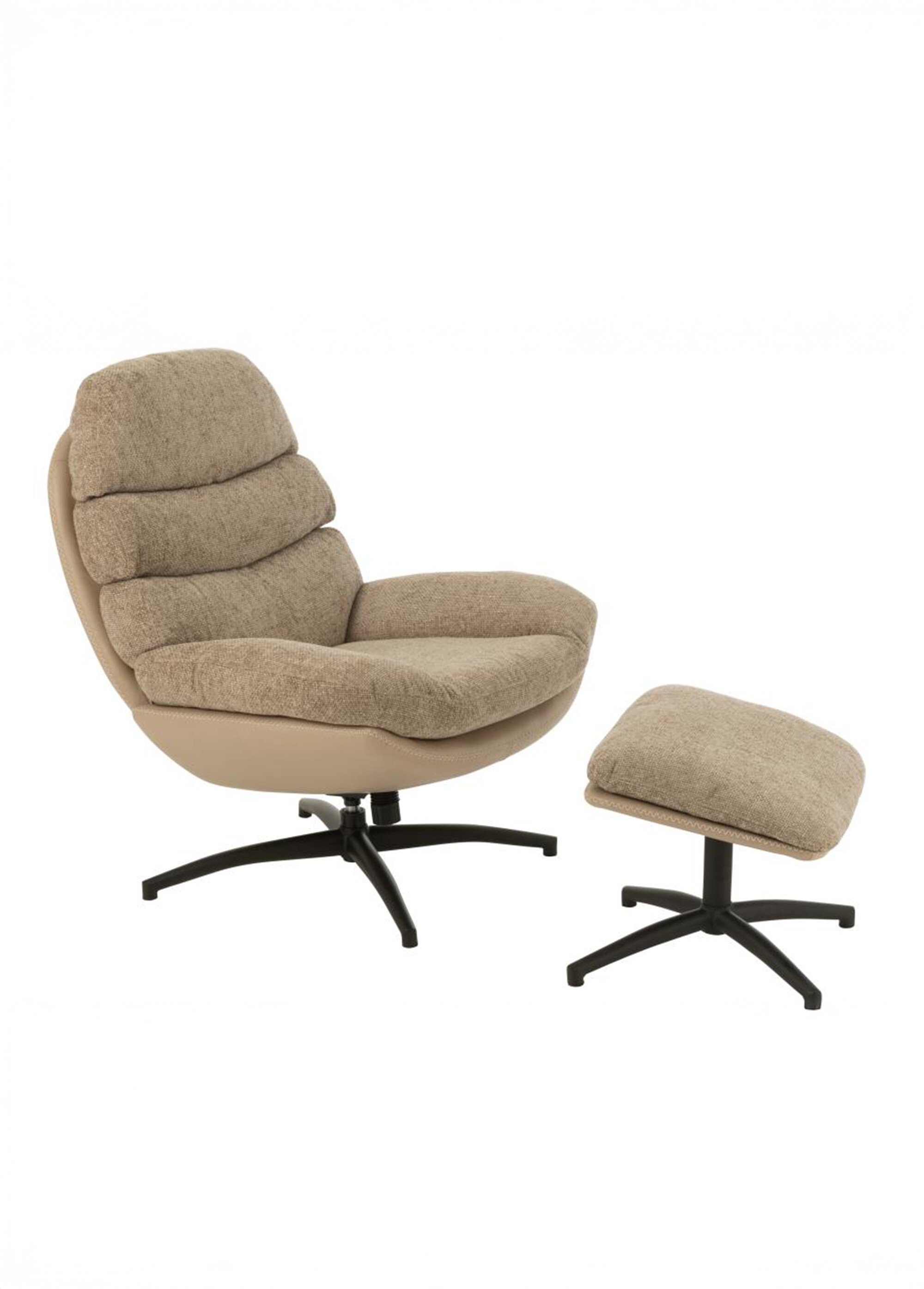 Fauteuil relax tissu + repose pieds 2BF BEIGE FONCE ET NOIR JP-50791 FA1