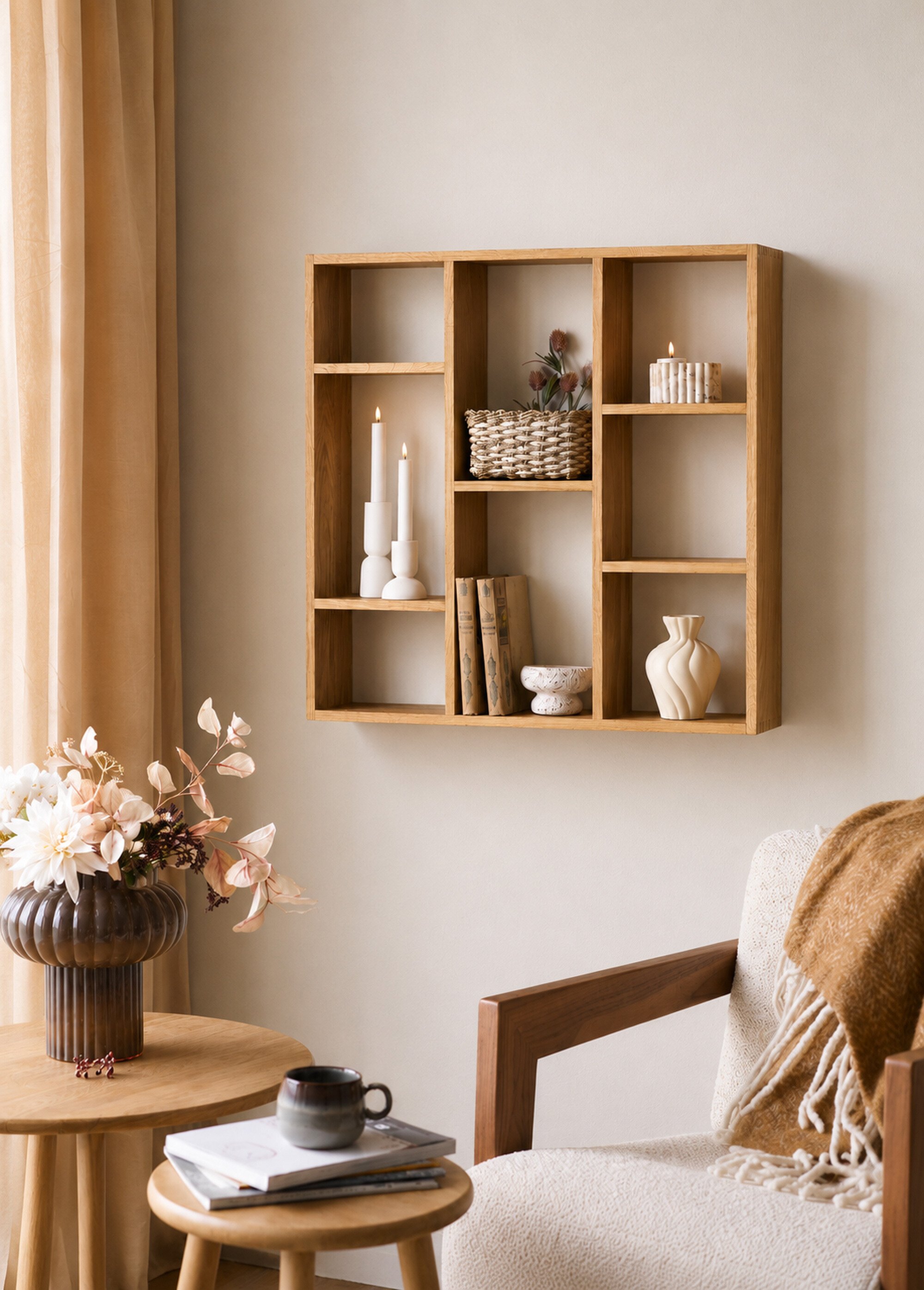 Grande étagère chêne clair TOWNSVILLE BEIGE HN-4291140 SI1