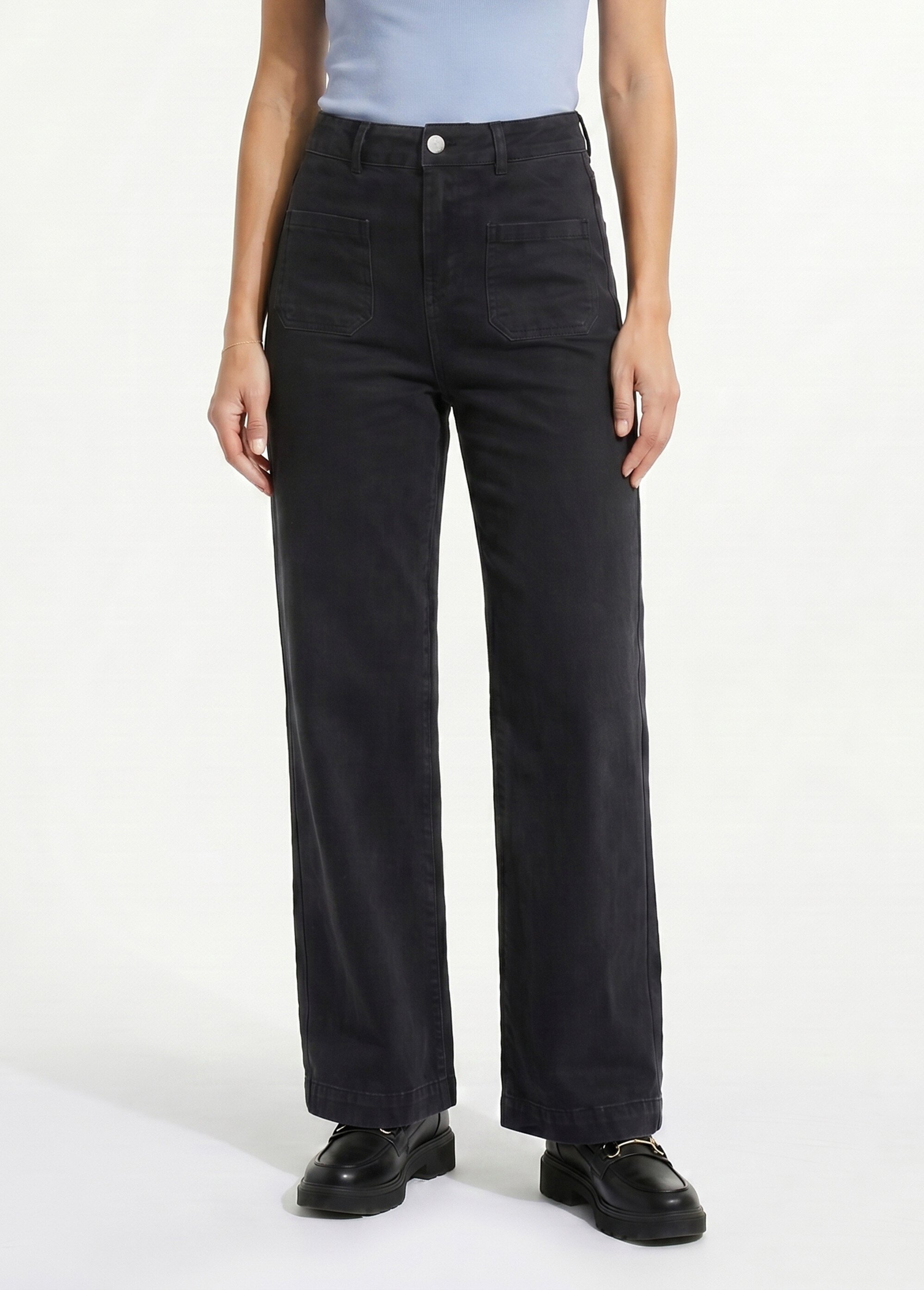 Jean large denim extra extensible 4 poches Femme Noir NISSA FA1