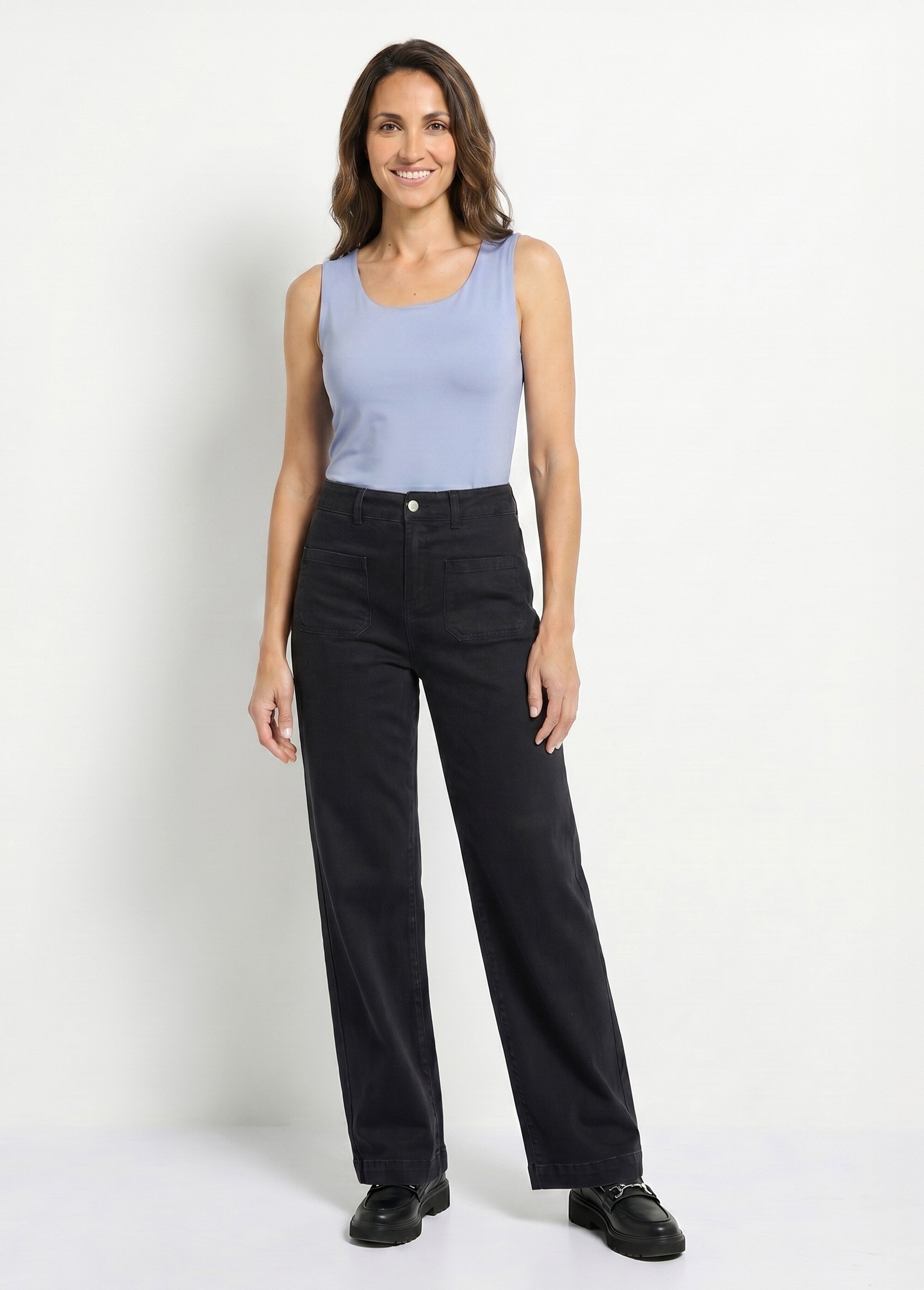 Jean large denim extra extensible 4 poches Femme Noir NISSA SI1