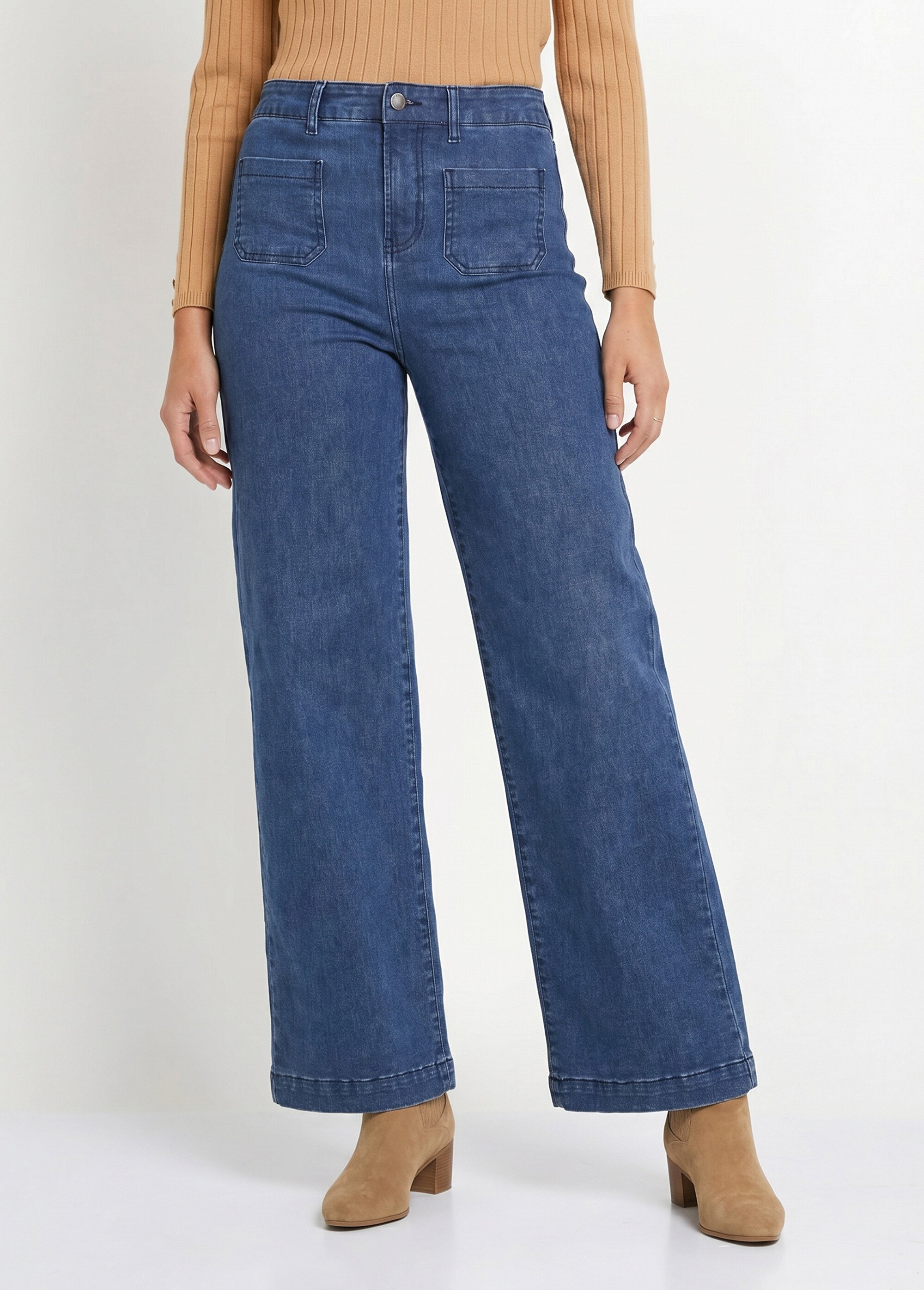 Jean large denim extra extensible 4 poches Femme BLEU STONE NISSA FA1