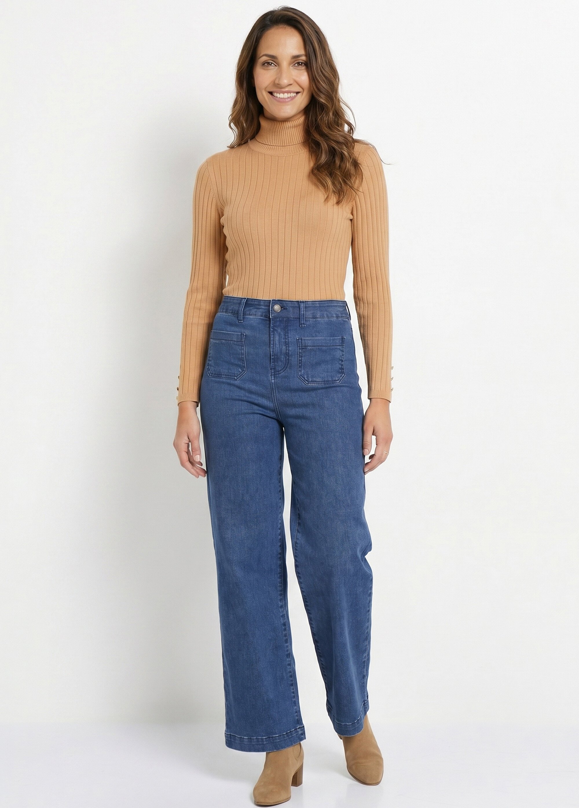 Jean large denim extra extensible 4 poches Femme BLEU STONE NISSA MV1