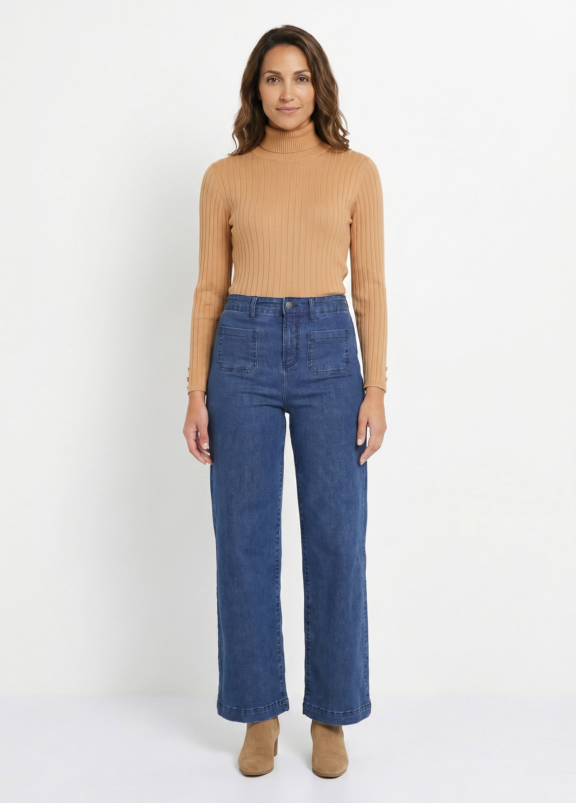 Jean large denim extra extensible 4 poches Femme BLEU STONE NISSA SI1