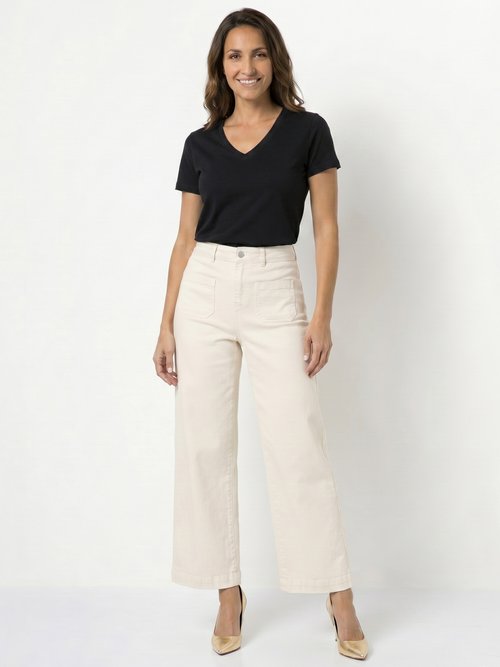 Jean large denim extra extensible 4 poches Femme Beige NISSA SI1