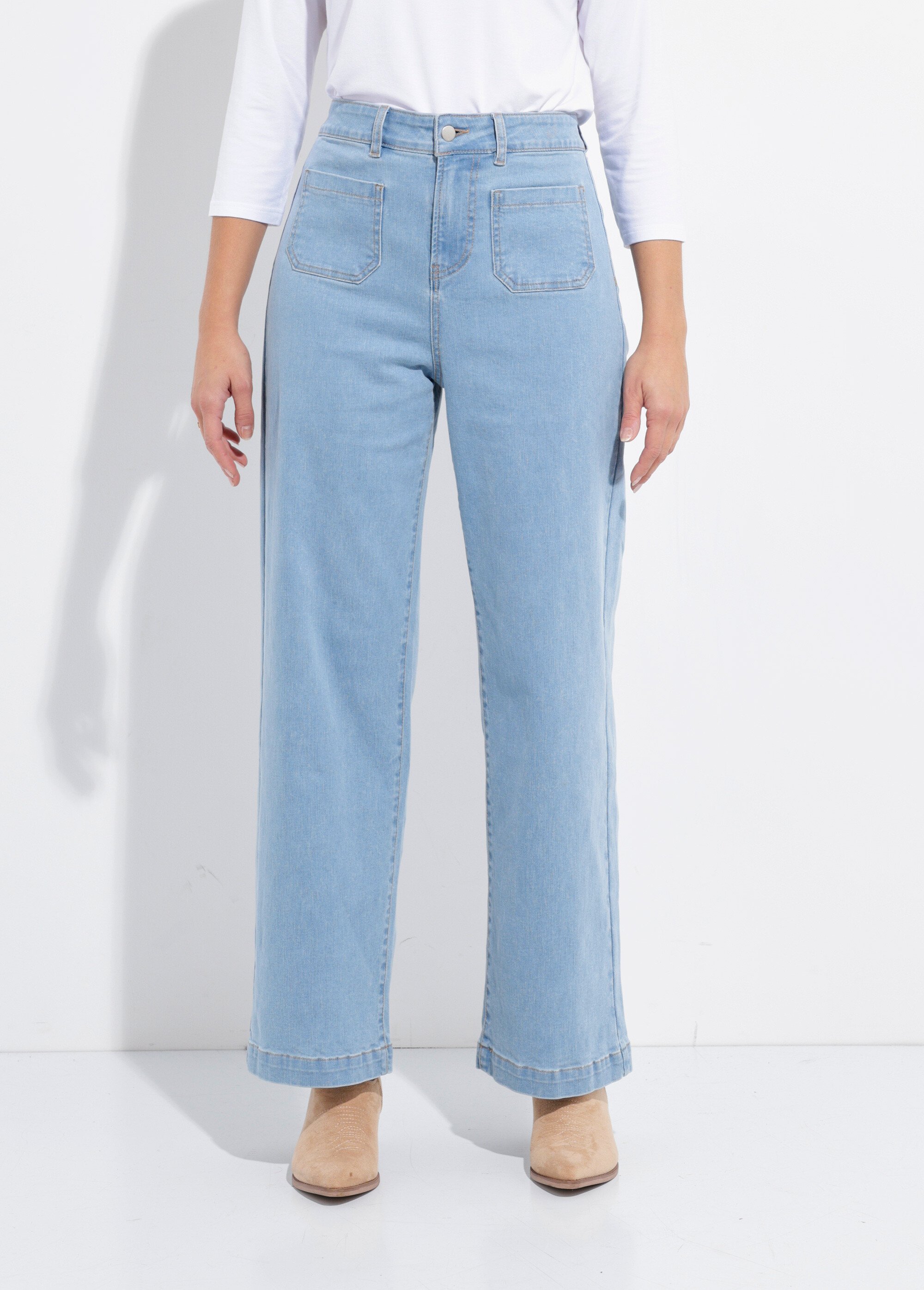 Jean large denim extra extensible 4 poches Femme BLEACHED NISSA FA1