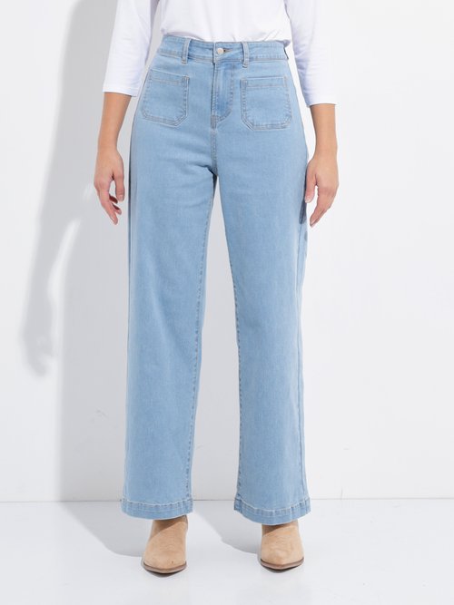 Jean large denim extra extensible 4 poches Femme BLEACHED NISSA FA1