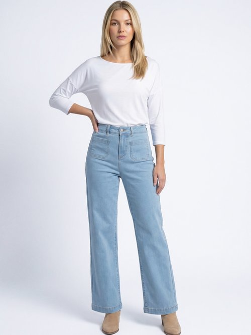 Jean large denim extra extensible 4 poches Femme BLEACHED NISSA MV1