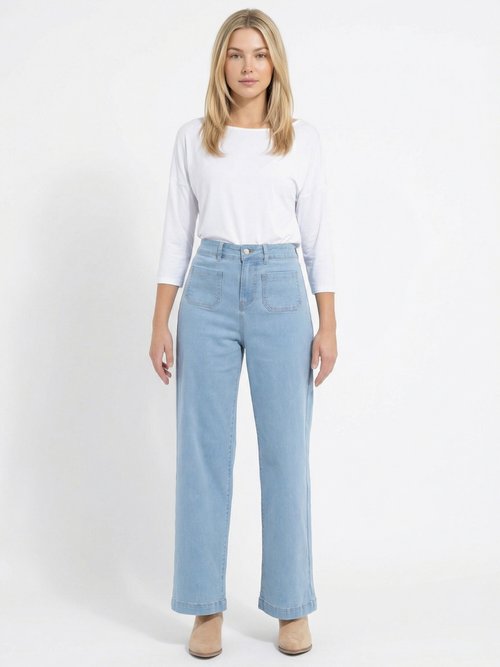 Jean large denim extra extensible 4 poches Femme BLEACHED NISSA SF1