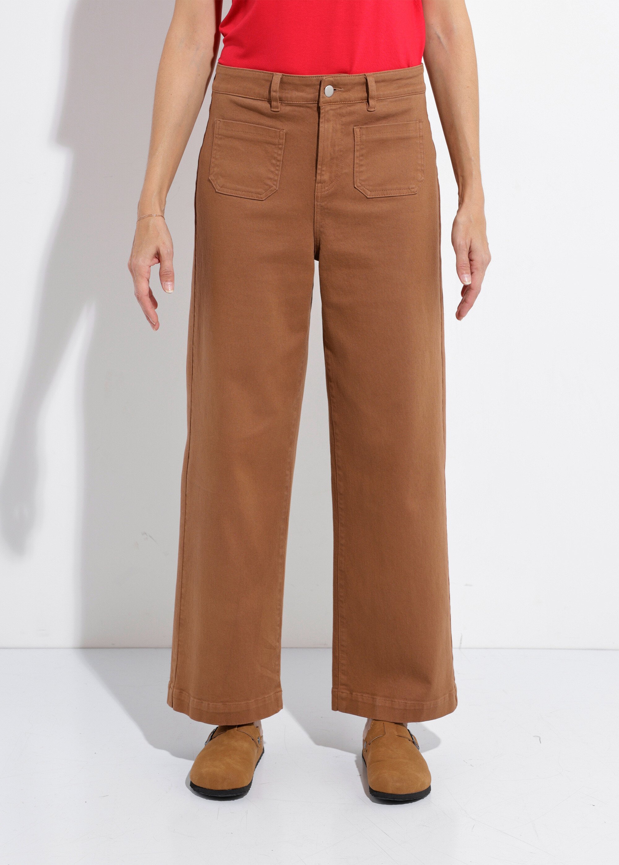 Jean large denim extra extensible 4 poches Femme Marron NISSA FA1