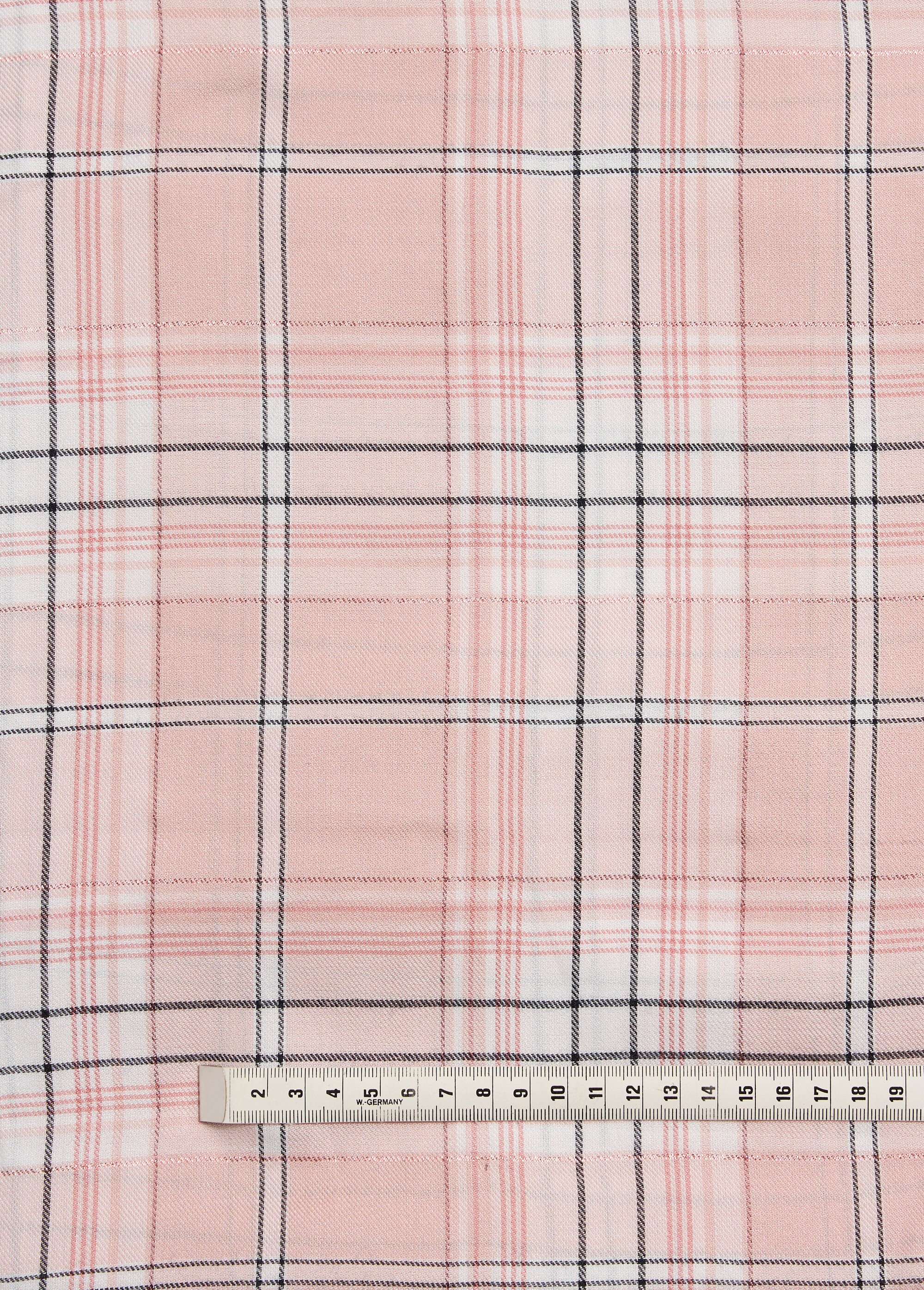 Coupon tissu carreaux fil métallisé pastel