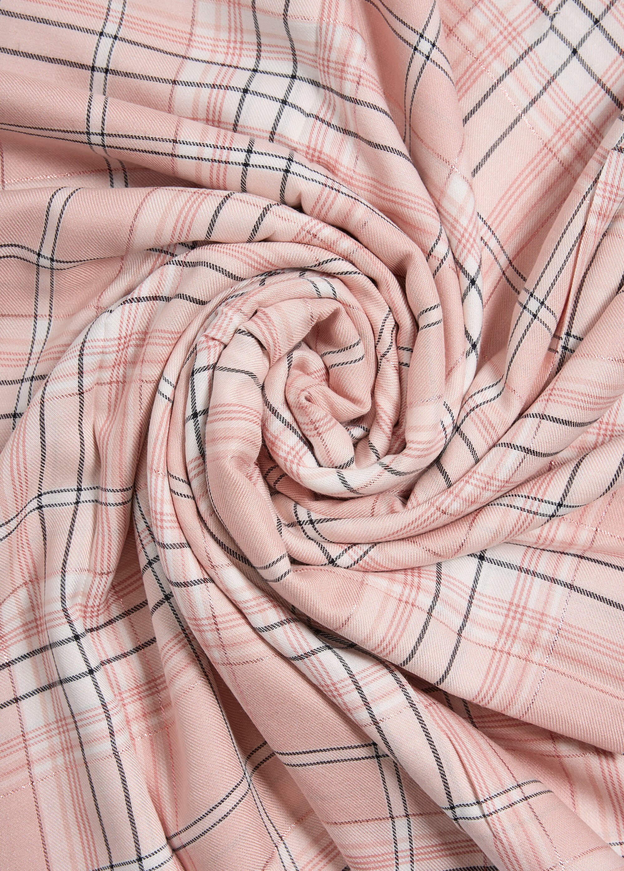 Coupon tissu carreaux fil métallisé pastel