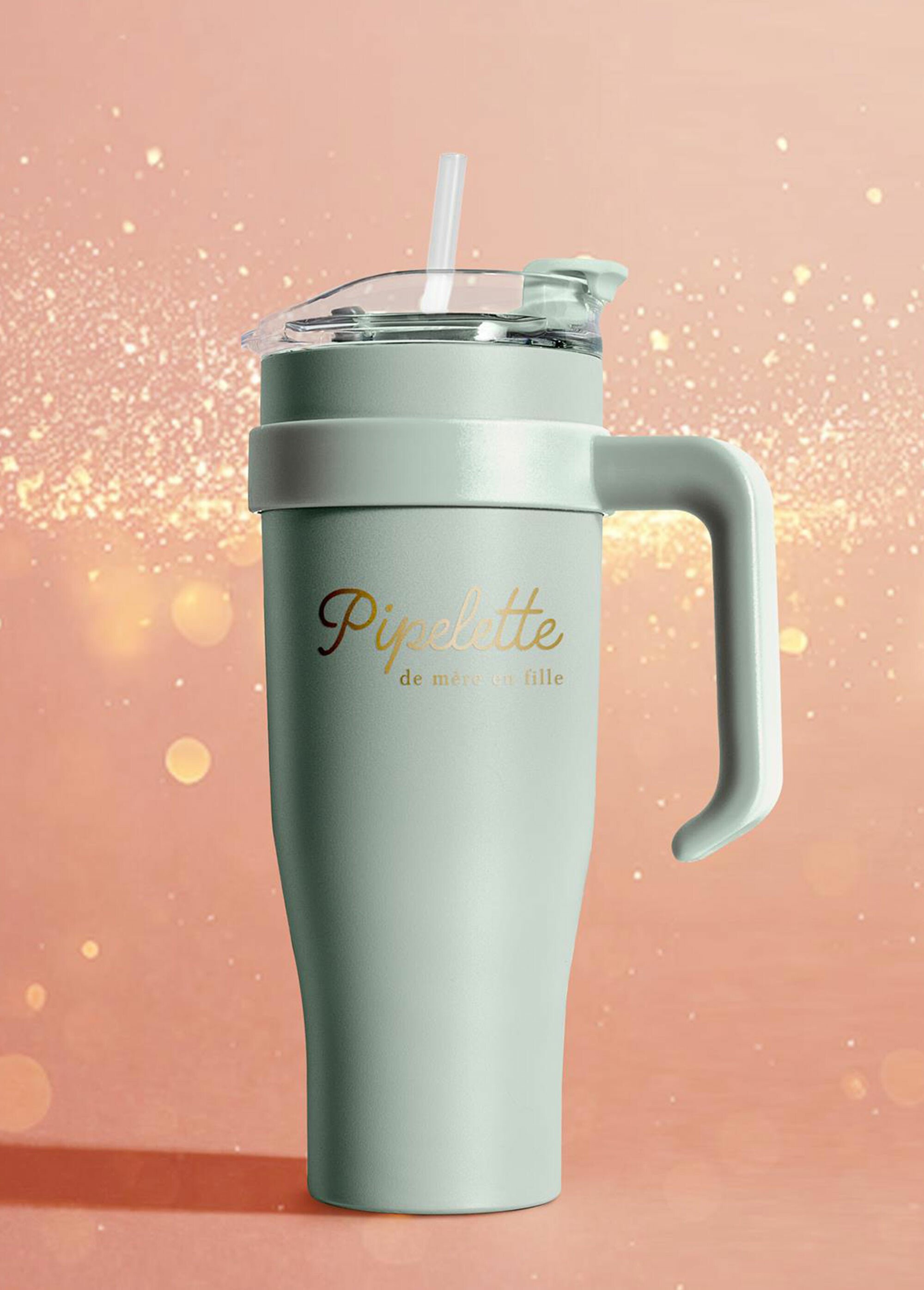 Mug de transport 1,2L uni avec paille Vert CMP-KA0436 SI1