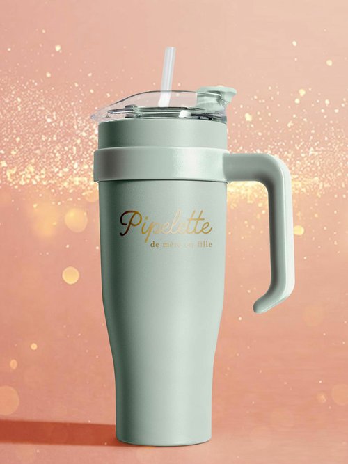 Mug de transport 1,2L uni avec paille Vert CMP-KA0436 SI1