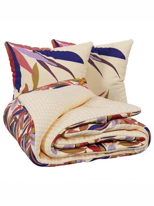 Parure de lit Jannie, motifs feuilles Blanc JJA-212553 DE1