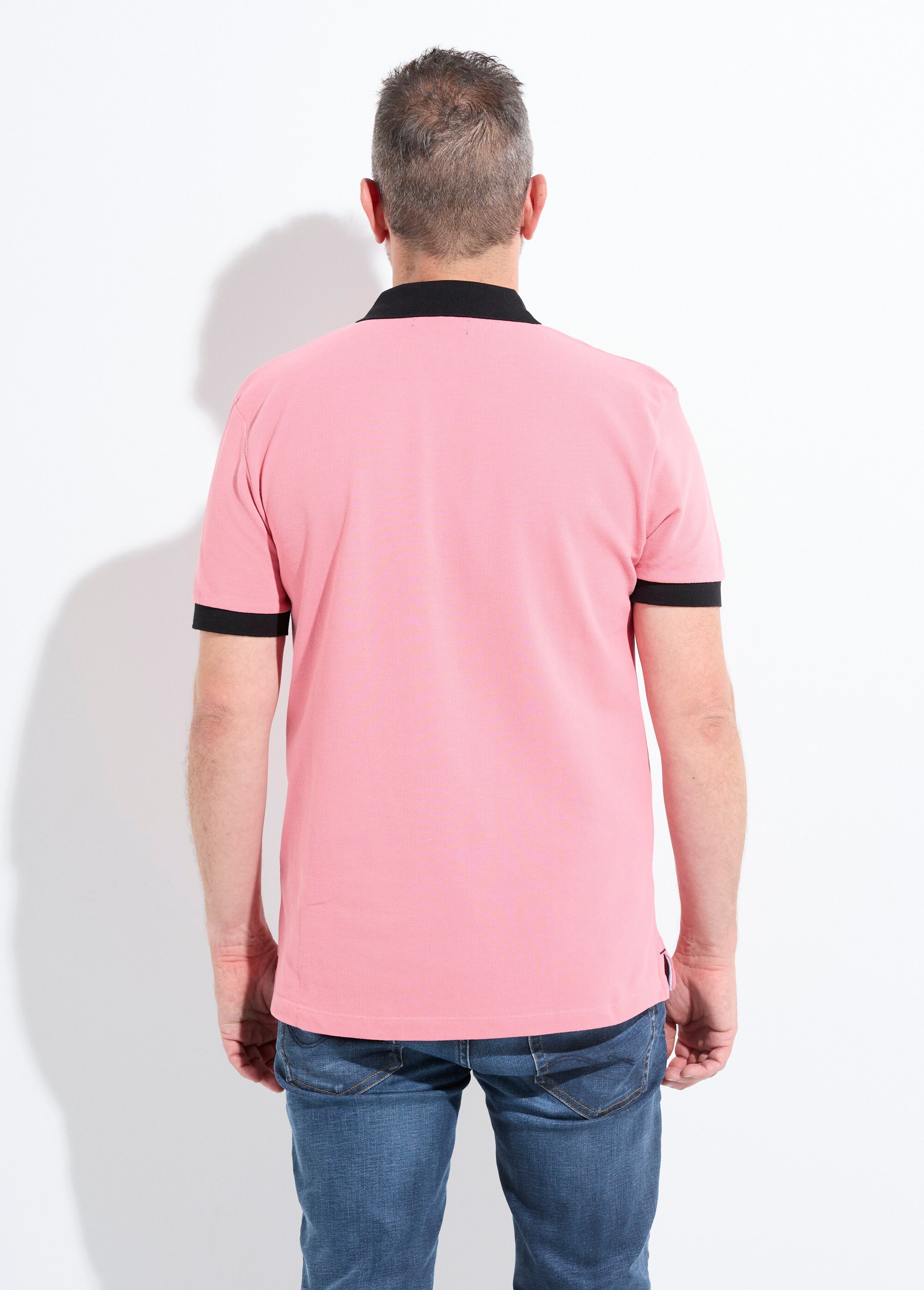 Polo homme col et manches contrastés Homme Rose MF-POLOSTK DO1