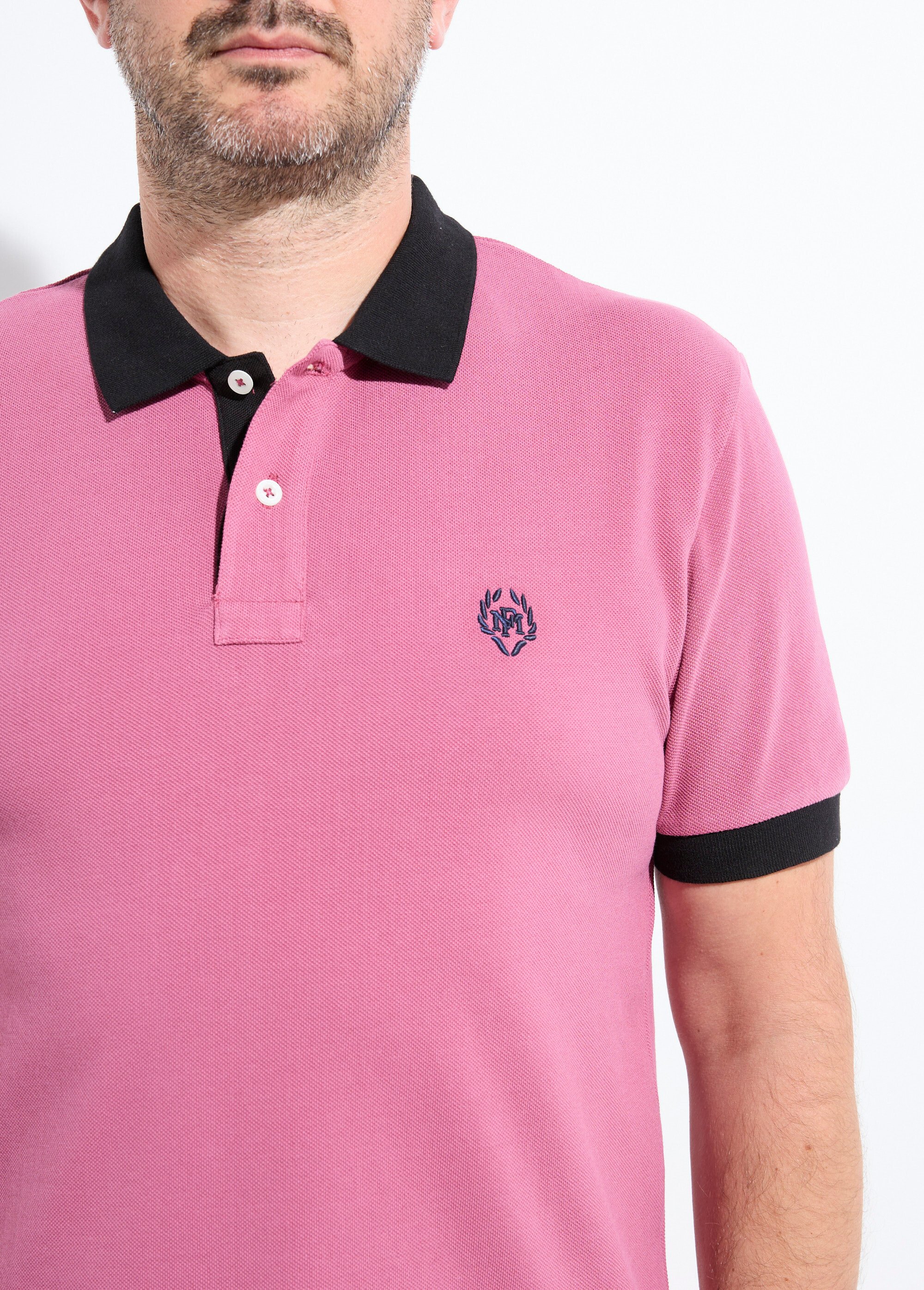 Polo homme col et manches contrastés Homme Rose MF-POLOSTK DE1