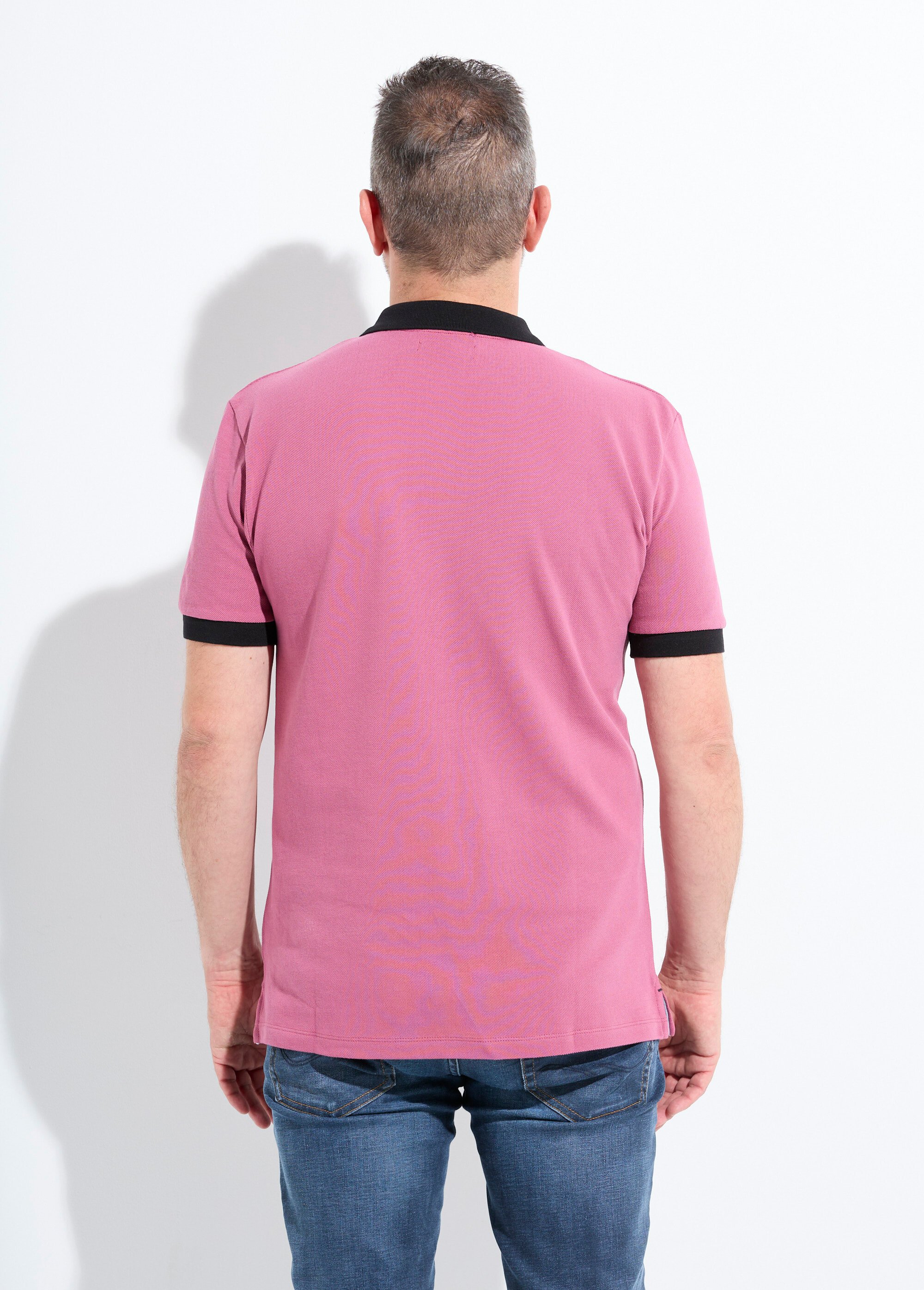 Polo homme col et manches contrastés Homme Rose MF-POLOSTK DO1