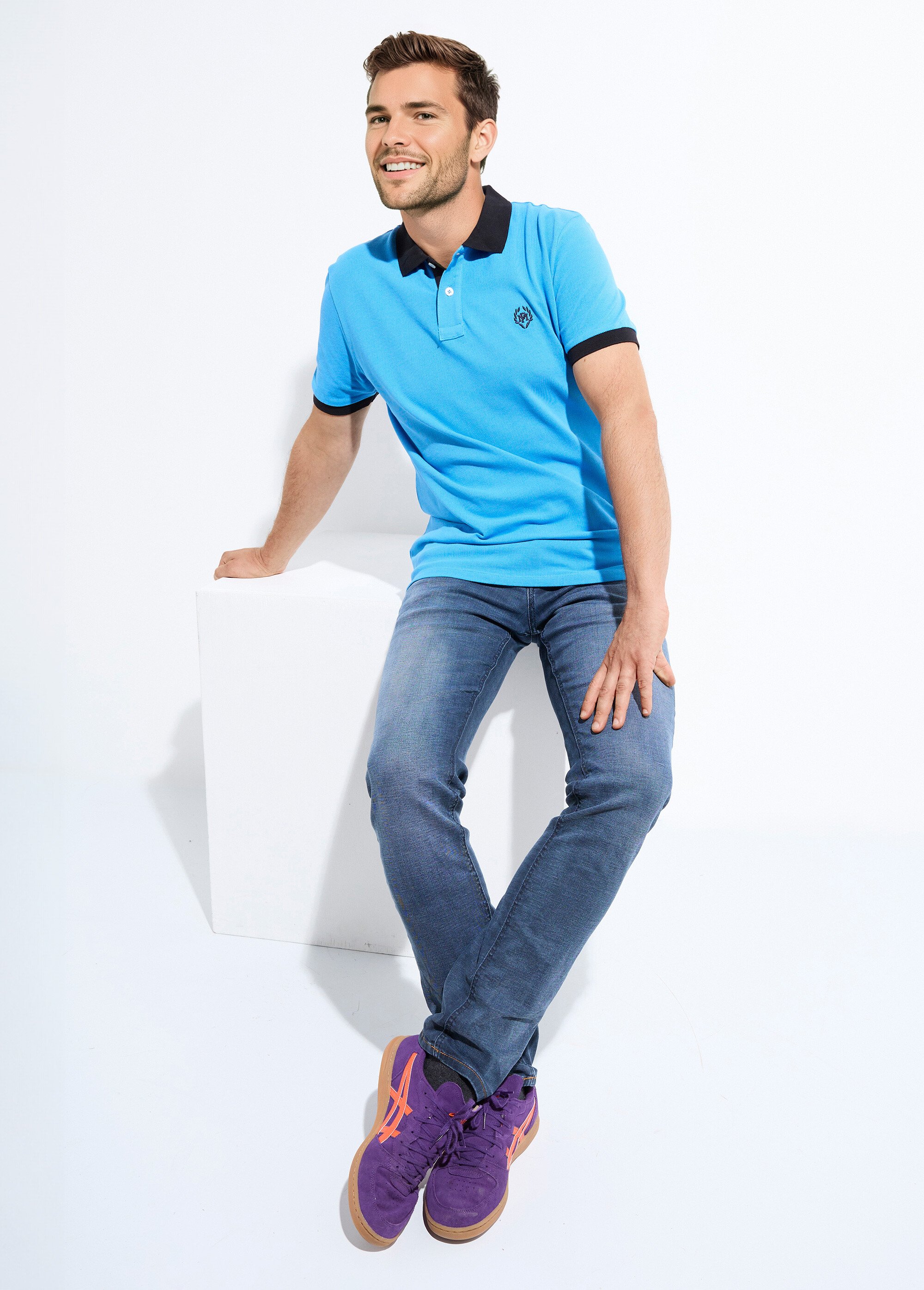 Polo homme col et manches contrastés Homme Bleu MF-POLOSTK SI1