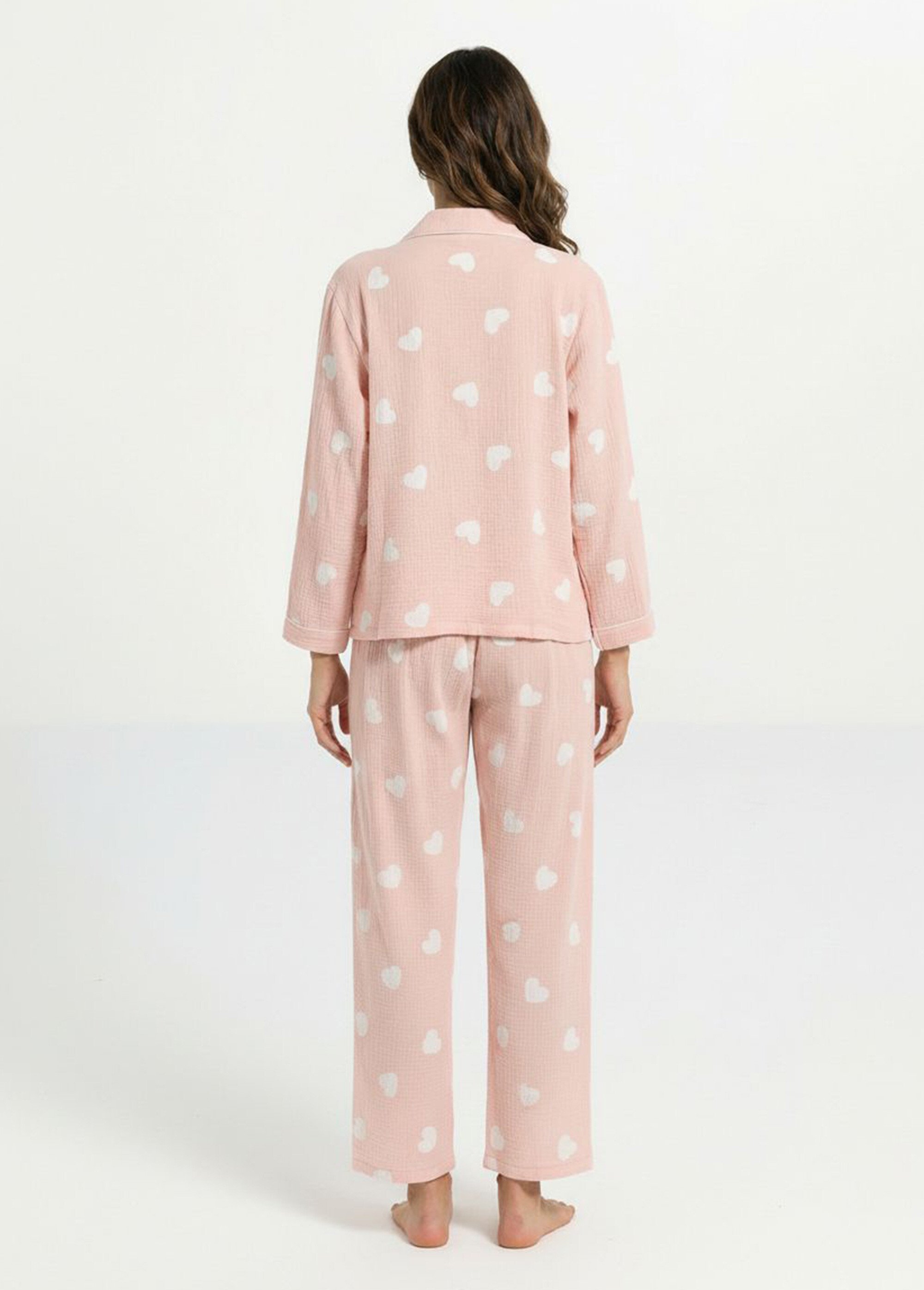 Pyjama 2 pièces coeurs en gaze de coton