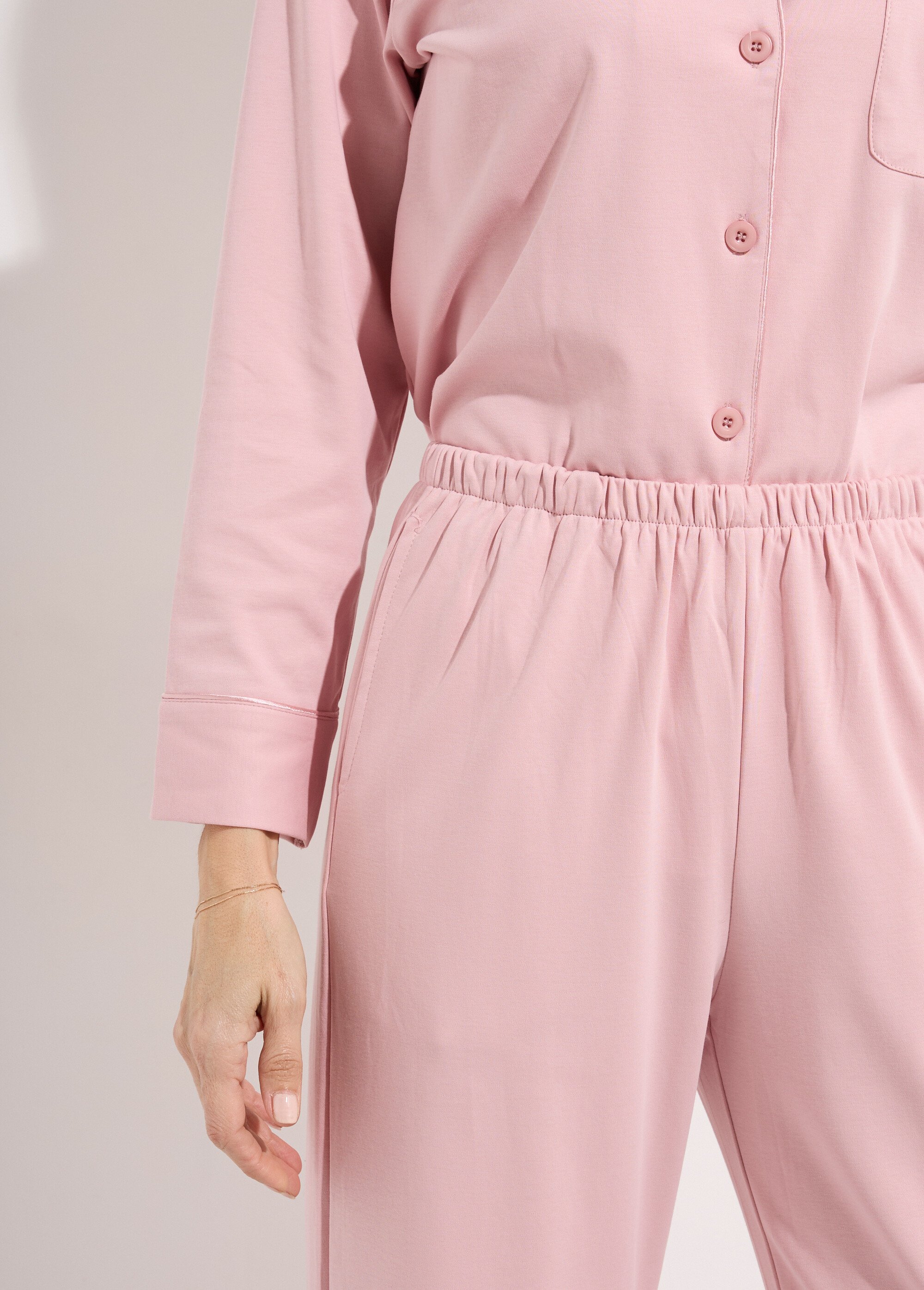 Pyjama 2 pièces jersey, col chemisier Femme Rose H-NT181 DE2